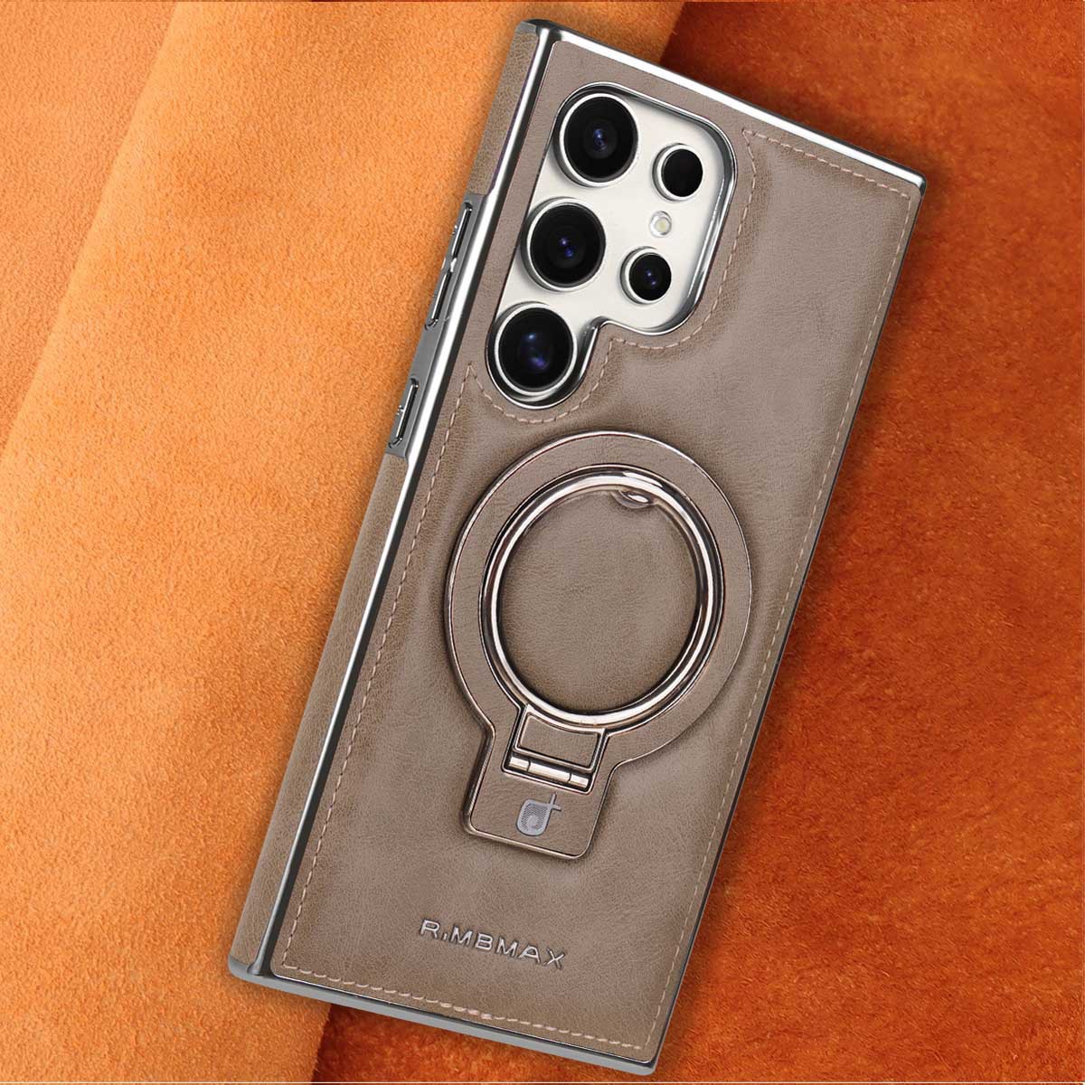 Compatible with Samsung S26/25 Ultra phone case, S24p leather wireless charging ring holder, S23 drop protection case