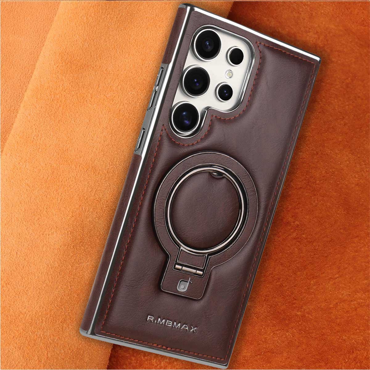 Compatible with Samsung S26/25 Ultra phone case, S24p leather wireless charging ring holder, S23 drop protection case