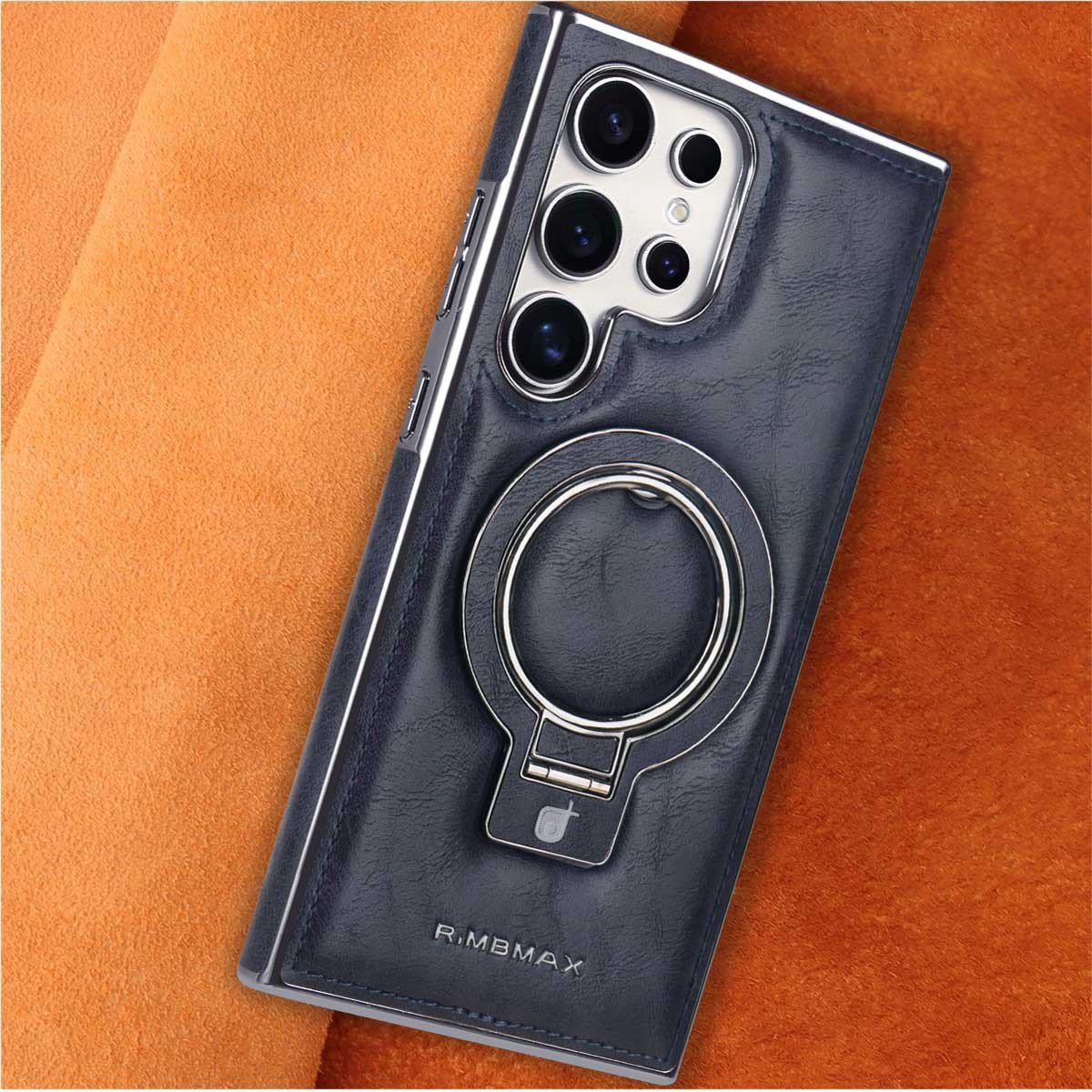 Compatible with Samsung S26/25 Ultra phone case, S24p leather wireless charging ring holder, S23 drop protection case