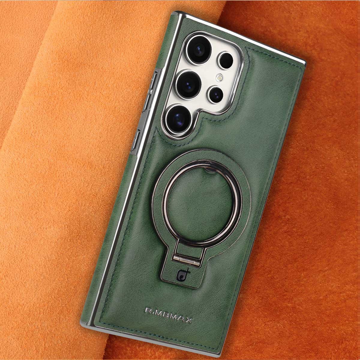 Compatible with Samsung S26/25 Ultra phone case, S24p leather wireless charging ring holder, S23 drop protection case