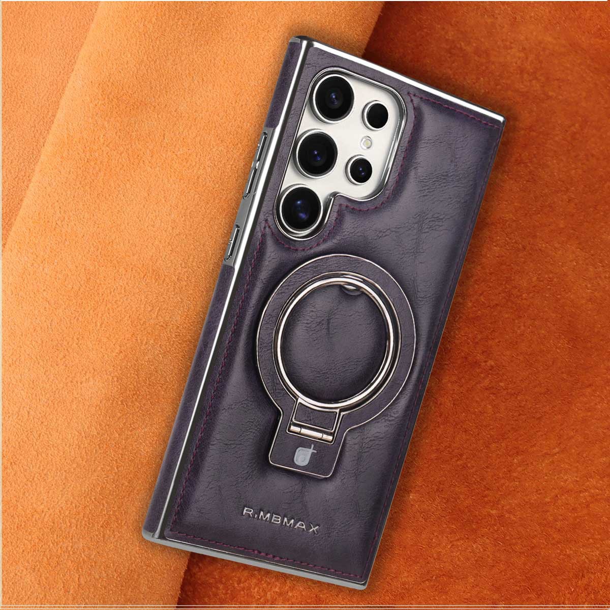 Compatible with Samsung S26/25 Ultra phone case, S24p leather wireless charging ring holder, S23 drop protection case