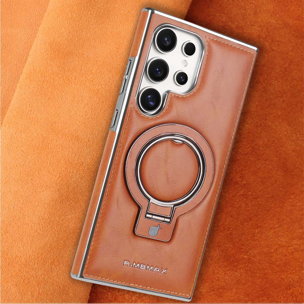 Compatible with Samsung S26/25 Ultra phone case, S24p leather wireless charging ring holder, S23 drop protection case