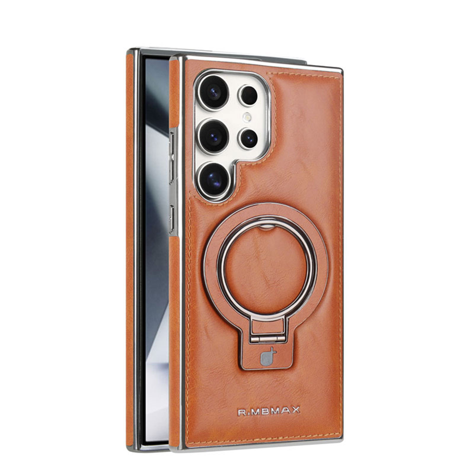 Compatible with Samsung S26/25 Ultra phone case, S24p leather wireless charging ring holder, S23 drop protection case