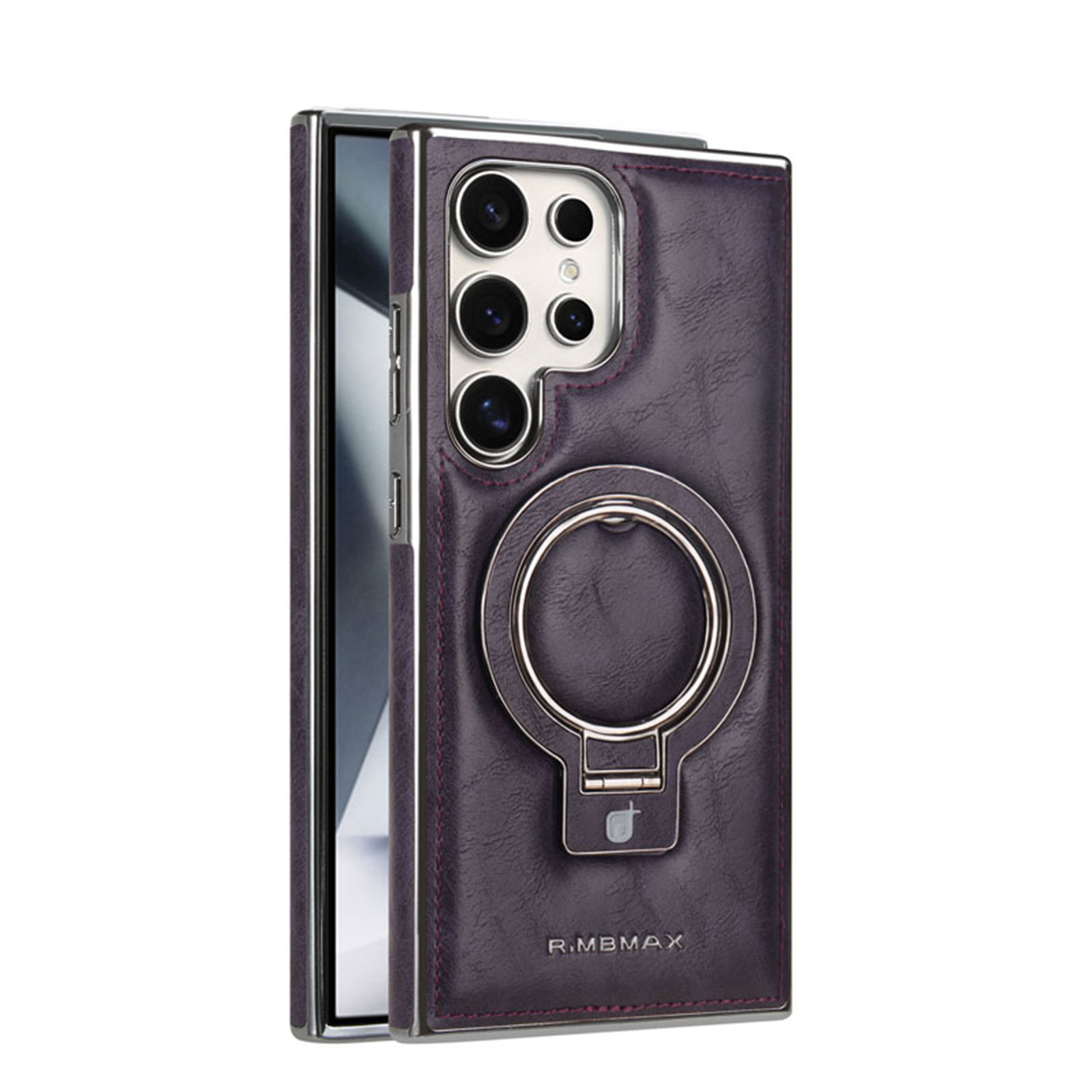 Compatible with Samsung S26/25 Ultra phone case, S24p leather wireless charging ring holder, S23 drop protection case