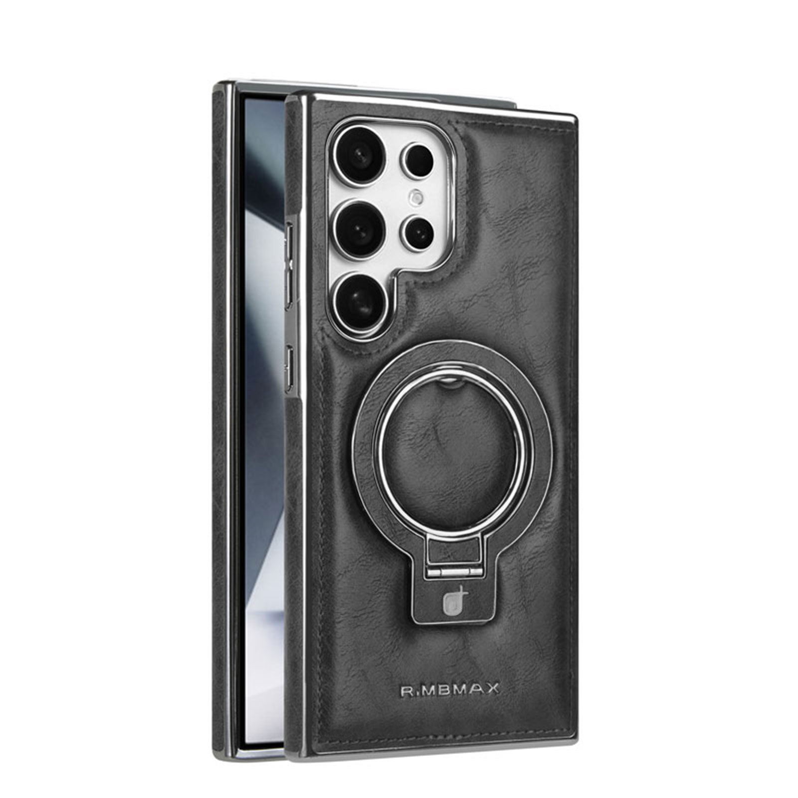 Compatible with Samsung S26/25 Ultra phone case, S24p leather wireless charging ring holder, S23 drop protection case