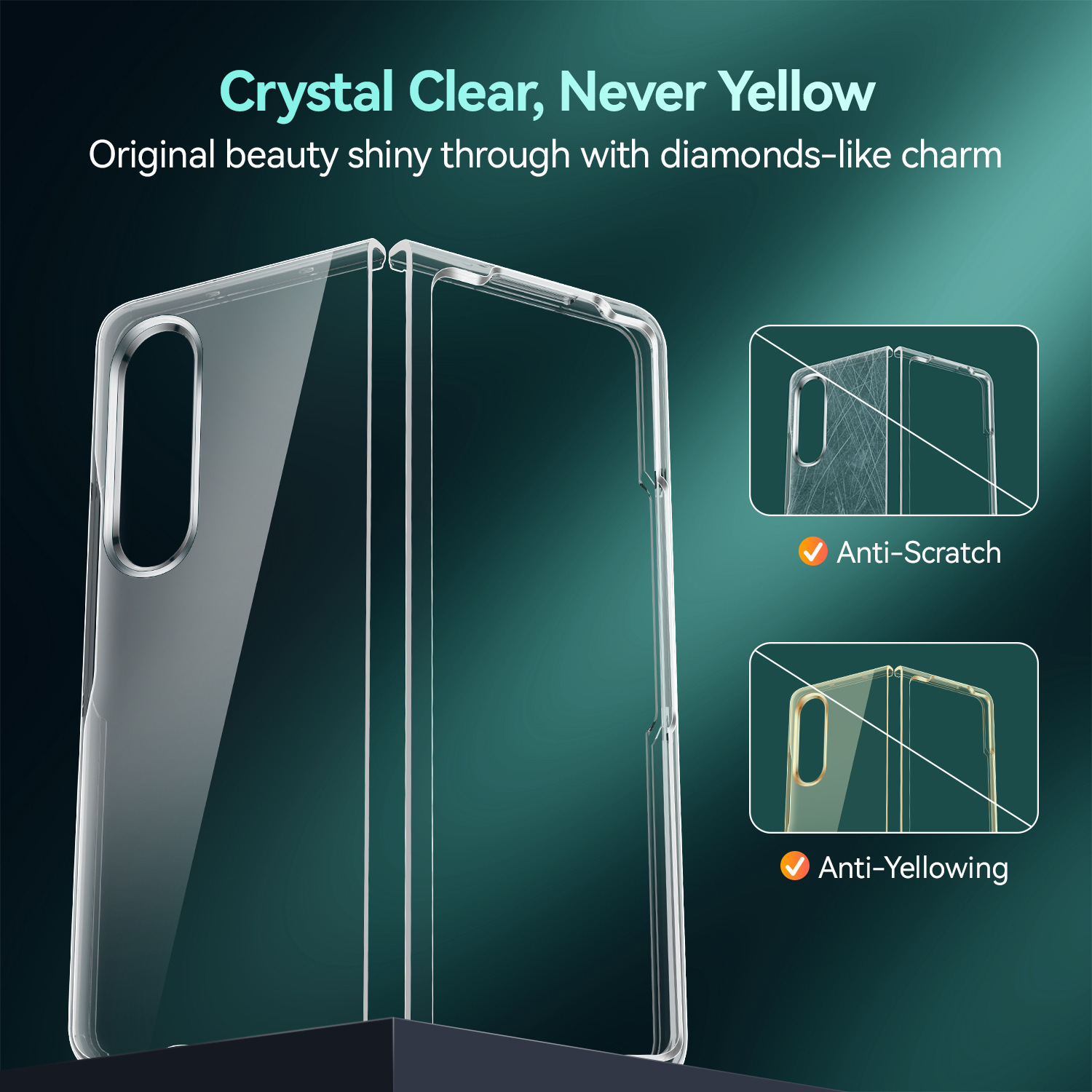 Compatible with Samsung Z Fold8/7 phone case, transparent 6/5/4 frosted, airbag 3/2 drop-proof folding protective case W25