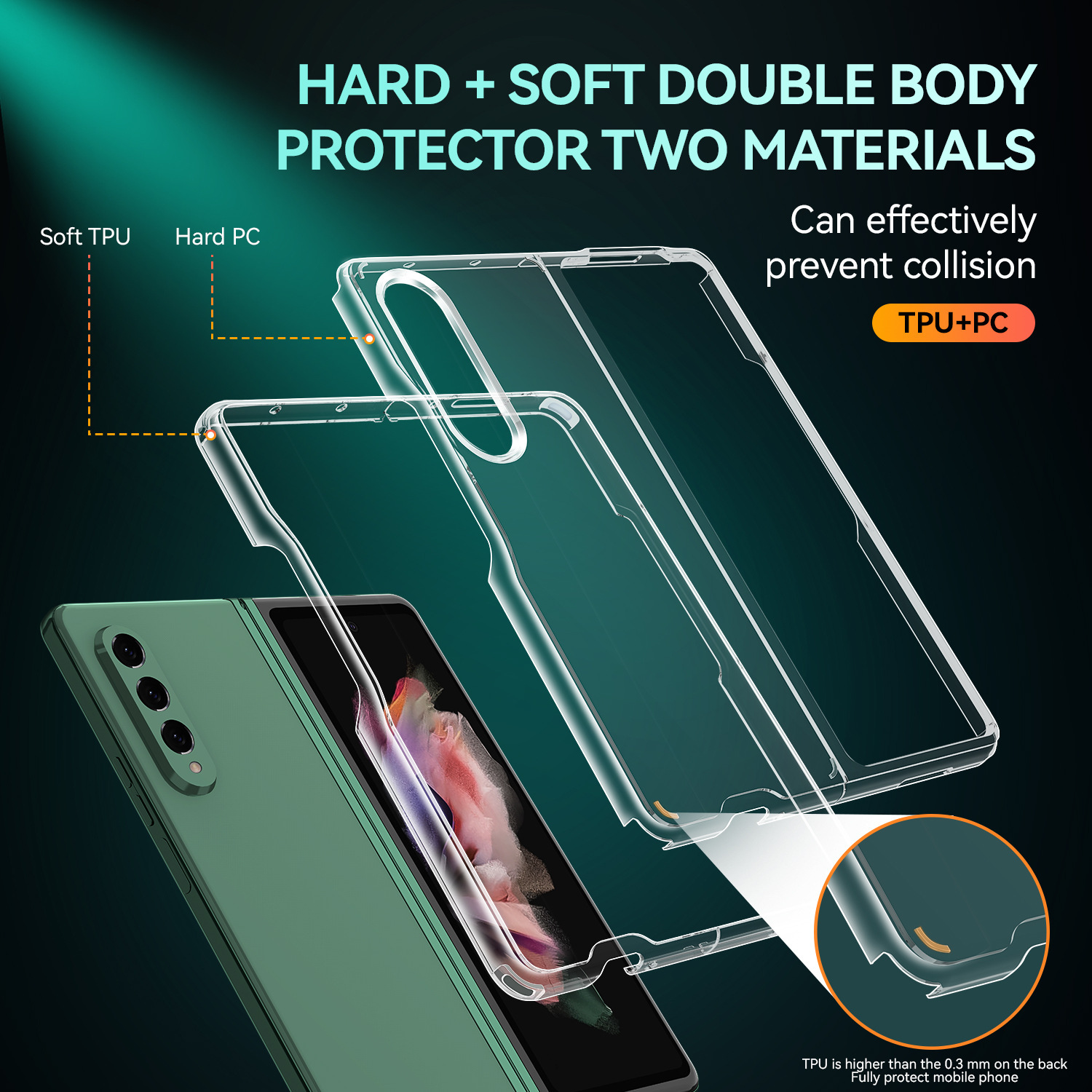 Compatible with Samsung Z Fold8/7 phone case, transparent 6/5/4 frosted, airbag 3/2 drop-proof folding protective case W25