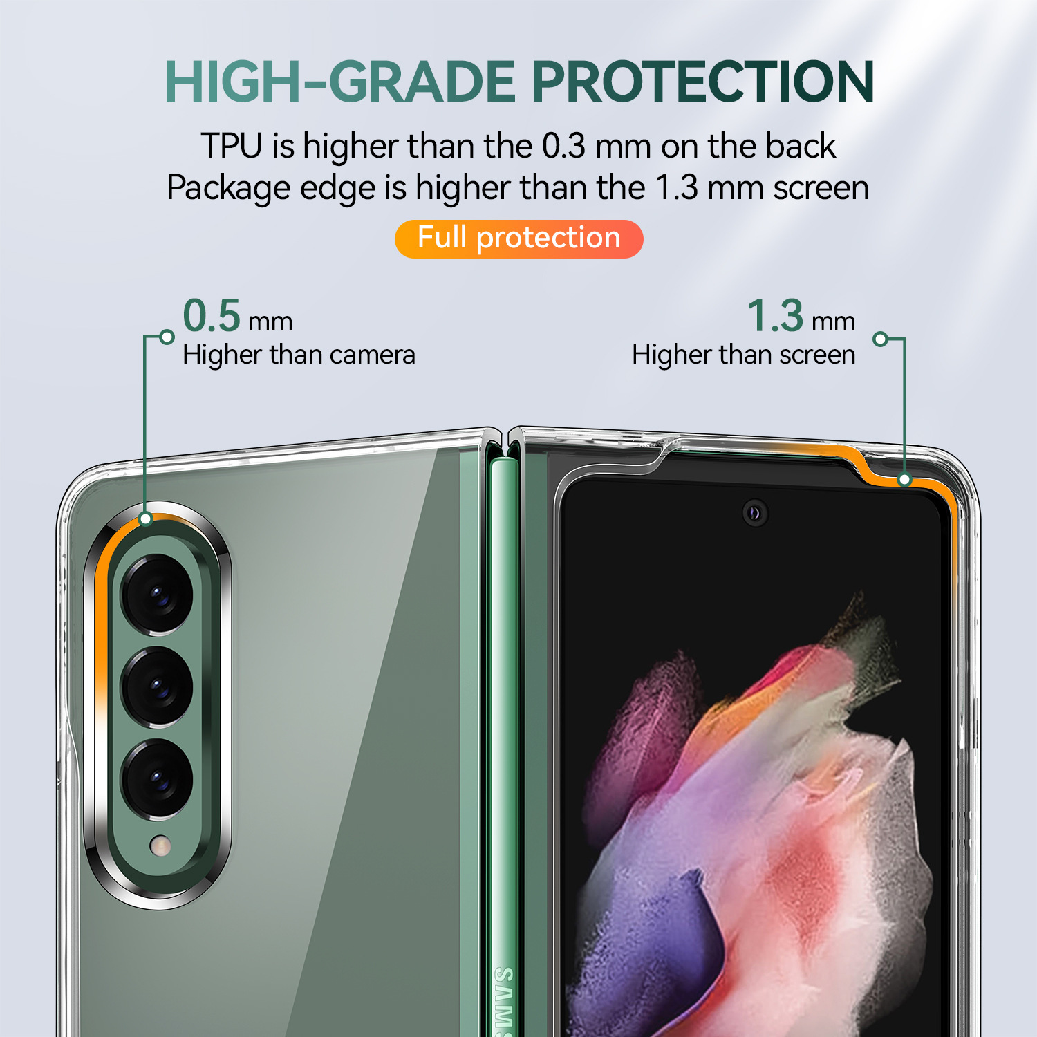 Compatible with Samsung Z Fold8/7 phone case, transparent 6/5/4 frosted, airbag 3/2 drop-proof folding protective case W25