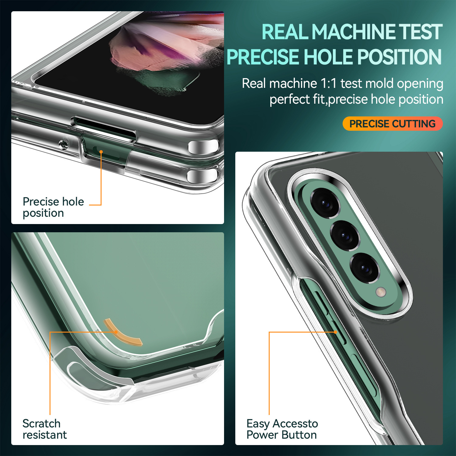 Compatible with Samsung Z Fold8/7 phone case, transparent 6/5/4 frosted, airbag 3/2 drop-proof folding protective case W25