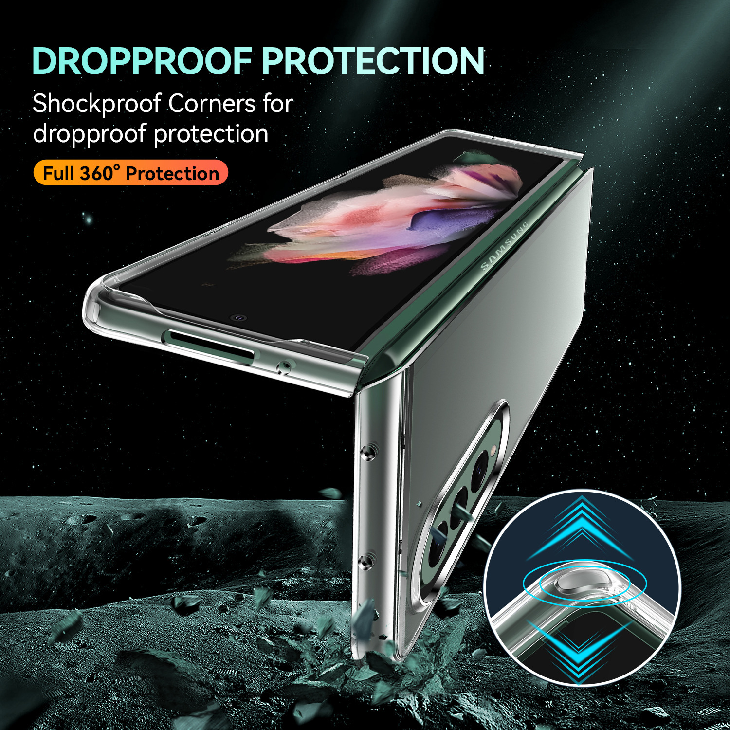 Compatible with Samsung Z Fold8/7 phone case, transparent 6/5/4 frosted, airbag 3/2 drop-proof folding protective case W25