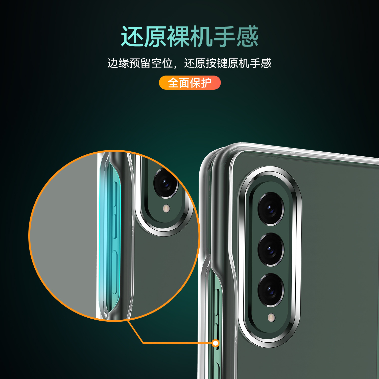 Compatible with Samsung Z Fold8/7 phone case, transparent 6/5/4 frosted, airbag 3/2 drop-proof folding protective case W25