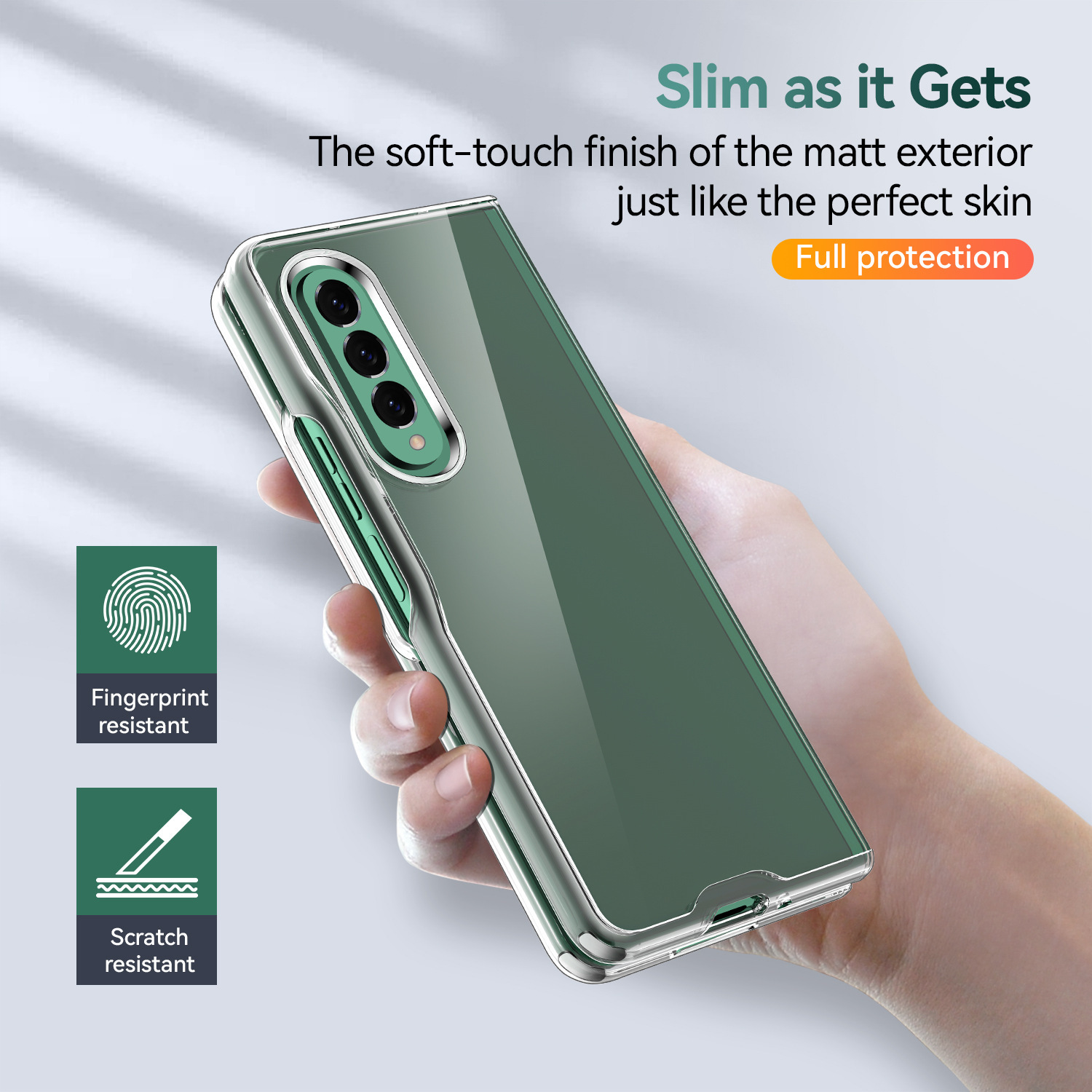 Compatible with Samsung Z Fold8/7 phone case, transparent 6/5/4 frosted, airbag 3/2 drop-proof folding protective case W25