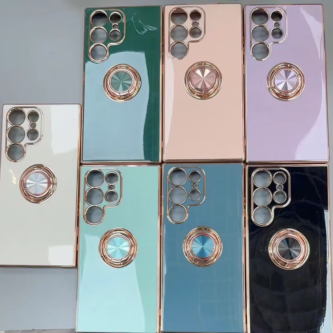 Compatible with Samsung S26/S25 Ultra phone case A16 electroplated ring buckle S24 Plus magnetic car protective case