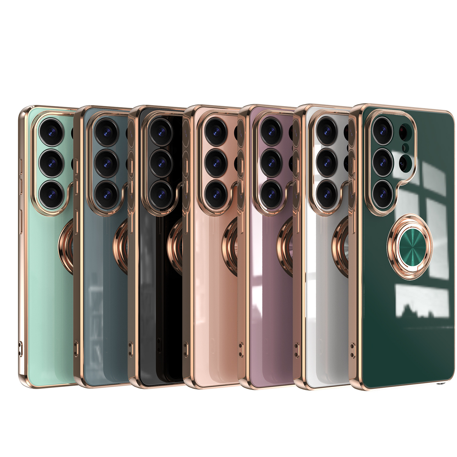 Compatible with Samsung S26/S25 Ultra phone case A16 electroplated ring buckle S24 Plus magnetic car protective case