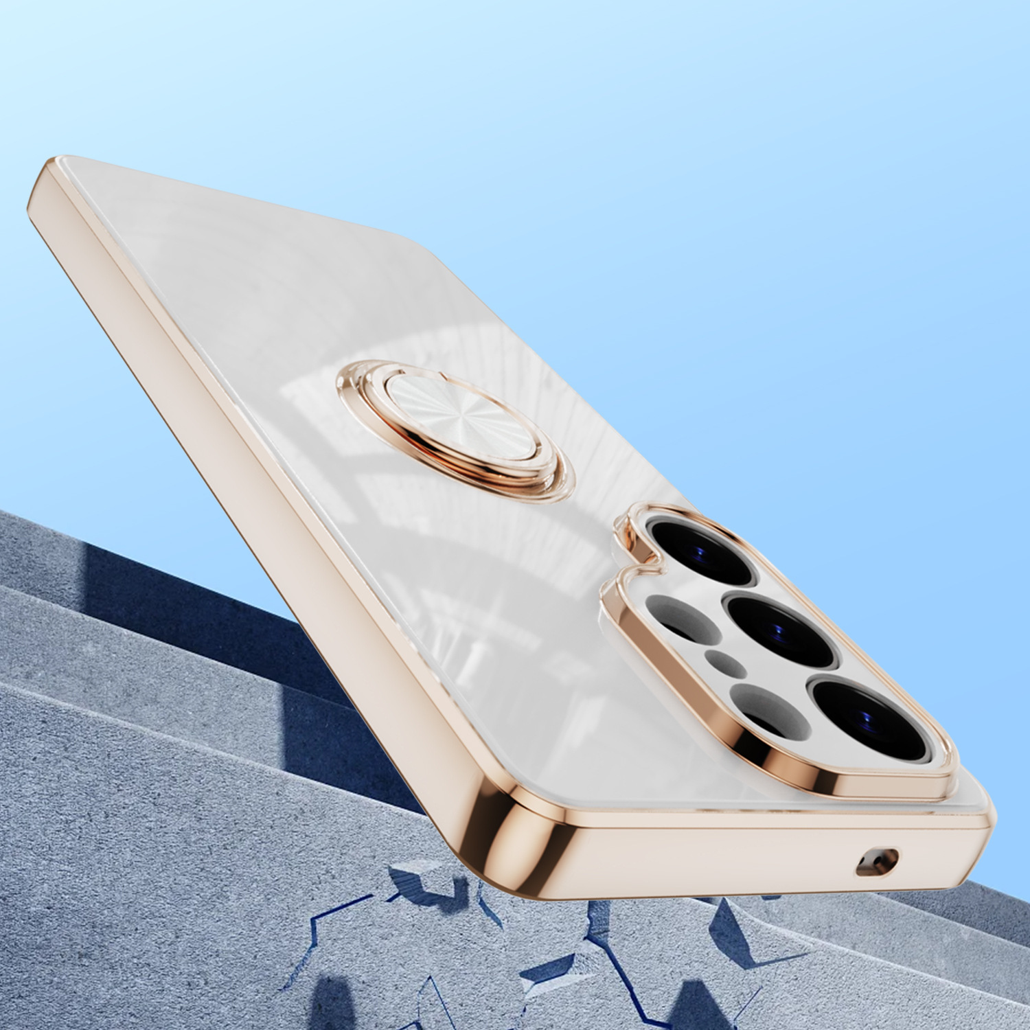 Compatible with Samsung S26/S25 Ultra phone case A16 electroplated ring buckle S24 Plus magnetic car protective case
