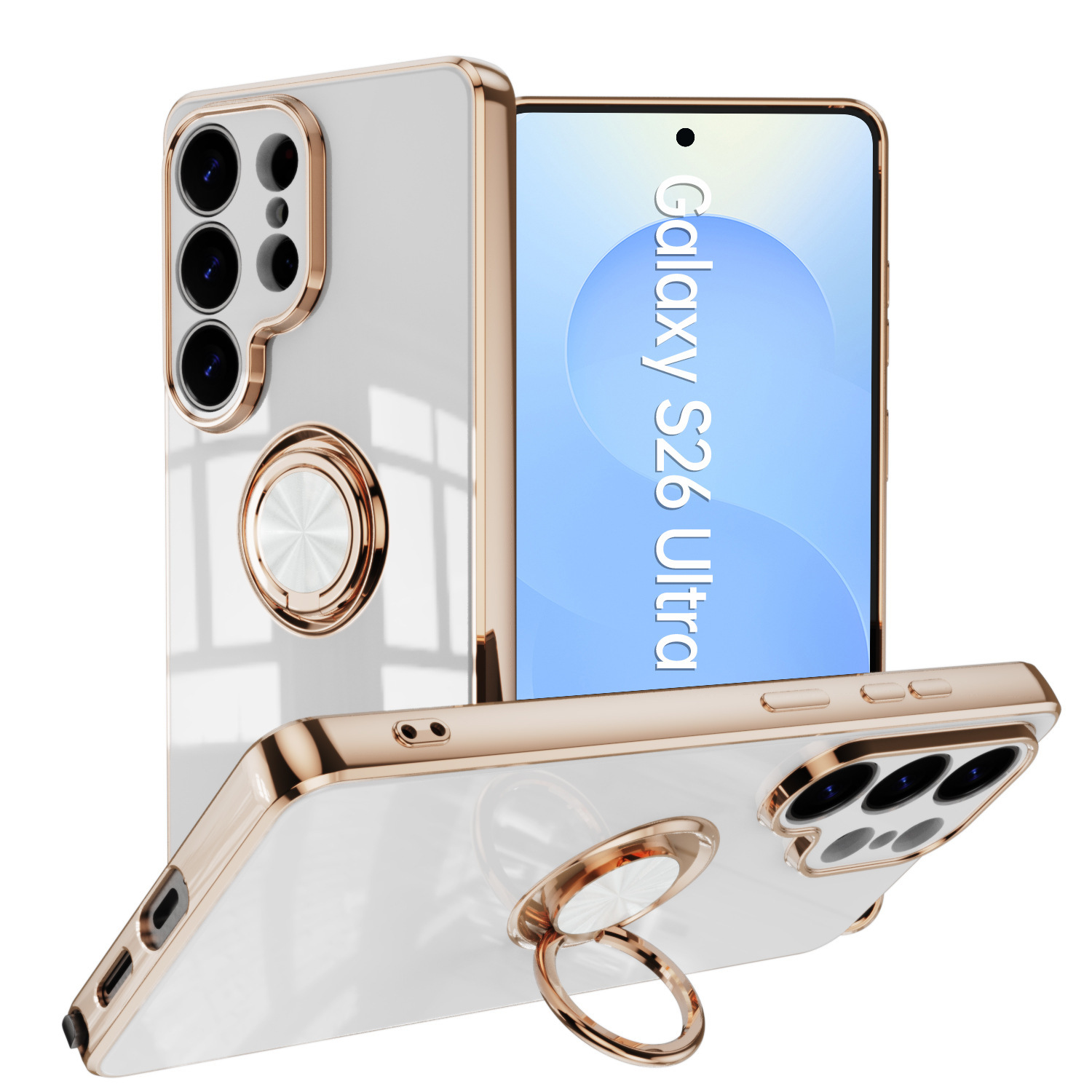 Compatible with Samsung S26/S25 Ultra phone case A16 electroplated ring buckle S24 Plus magnetic car protective case