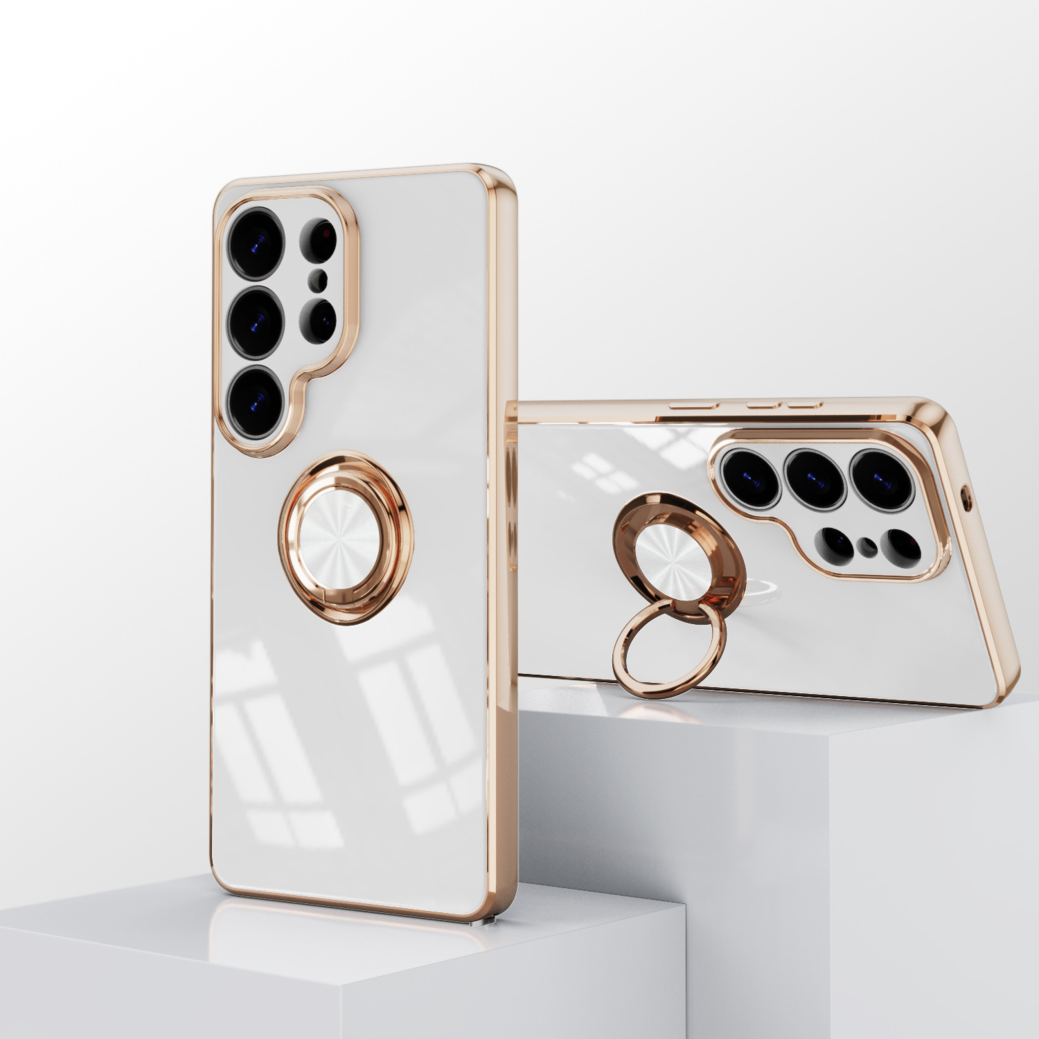 Compatible with Samsung S26/S25 Ultra phone case A16 electroplated ring buckle S24 Plus magnetic car protective case