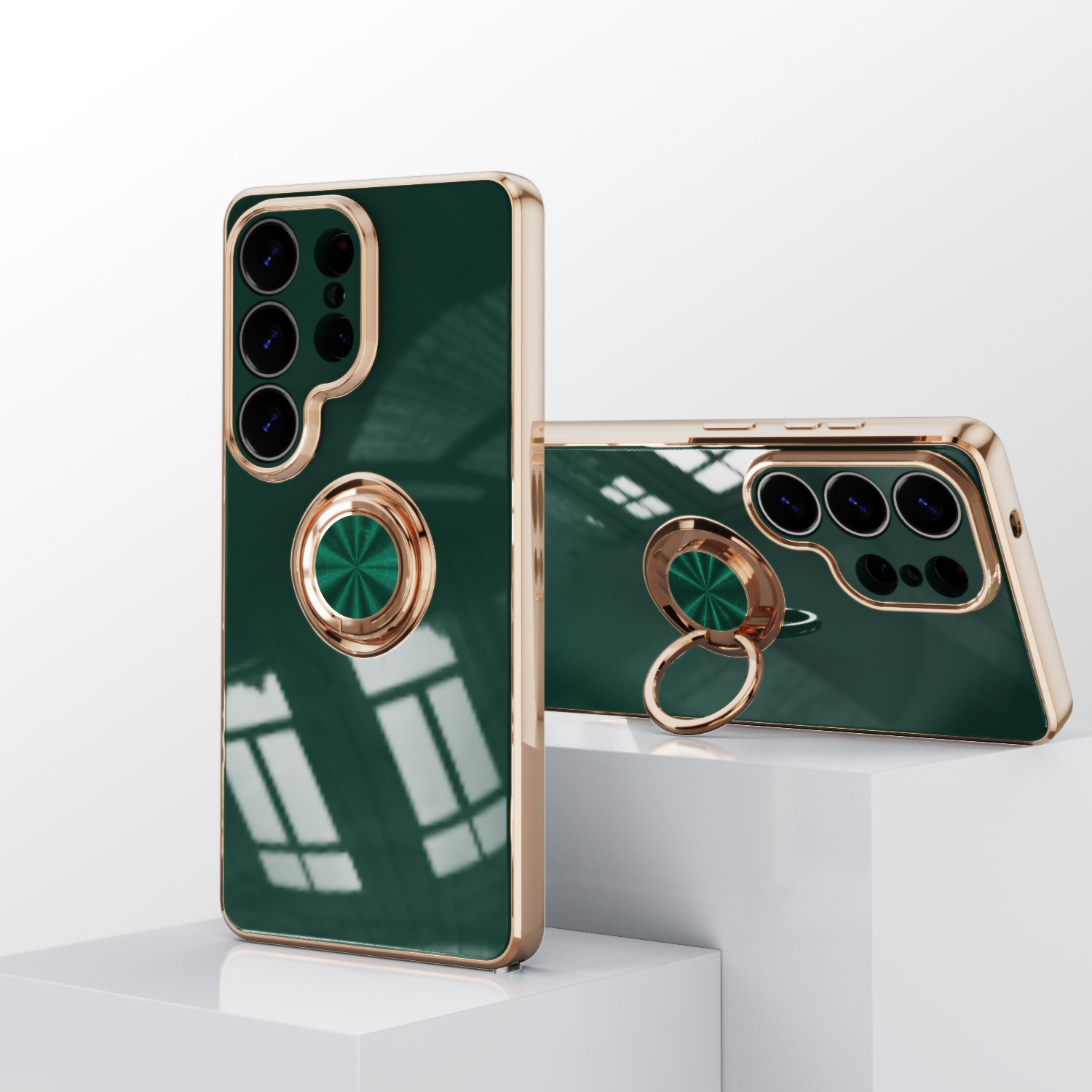 Compatible with Samsung S26/S25 Ultra phone case A16 electroplated ring buckle S24 Plus magnetic car protective case