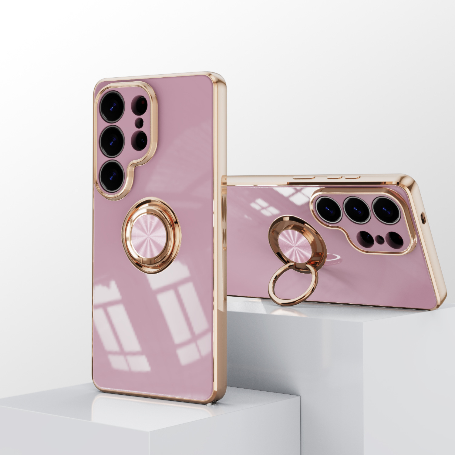 Compatible with Samsung S26/S25 Ultra phone case A16 electroplated ring buckle S24 Plus magnetic car protective case