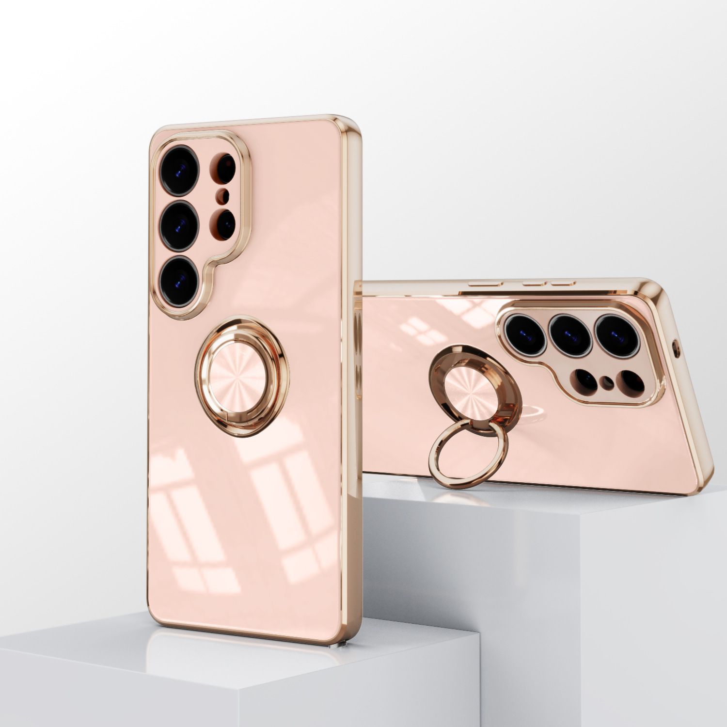Compatible with Samsung S26/S25 Ultra phone case A16 electroplated ring buckle S24 Plus magnetic car protective case