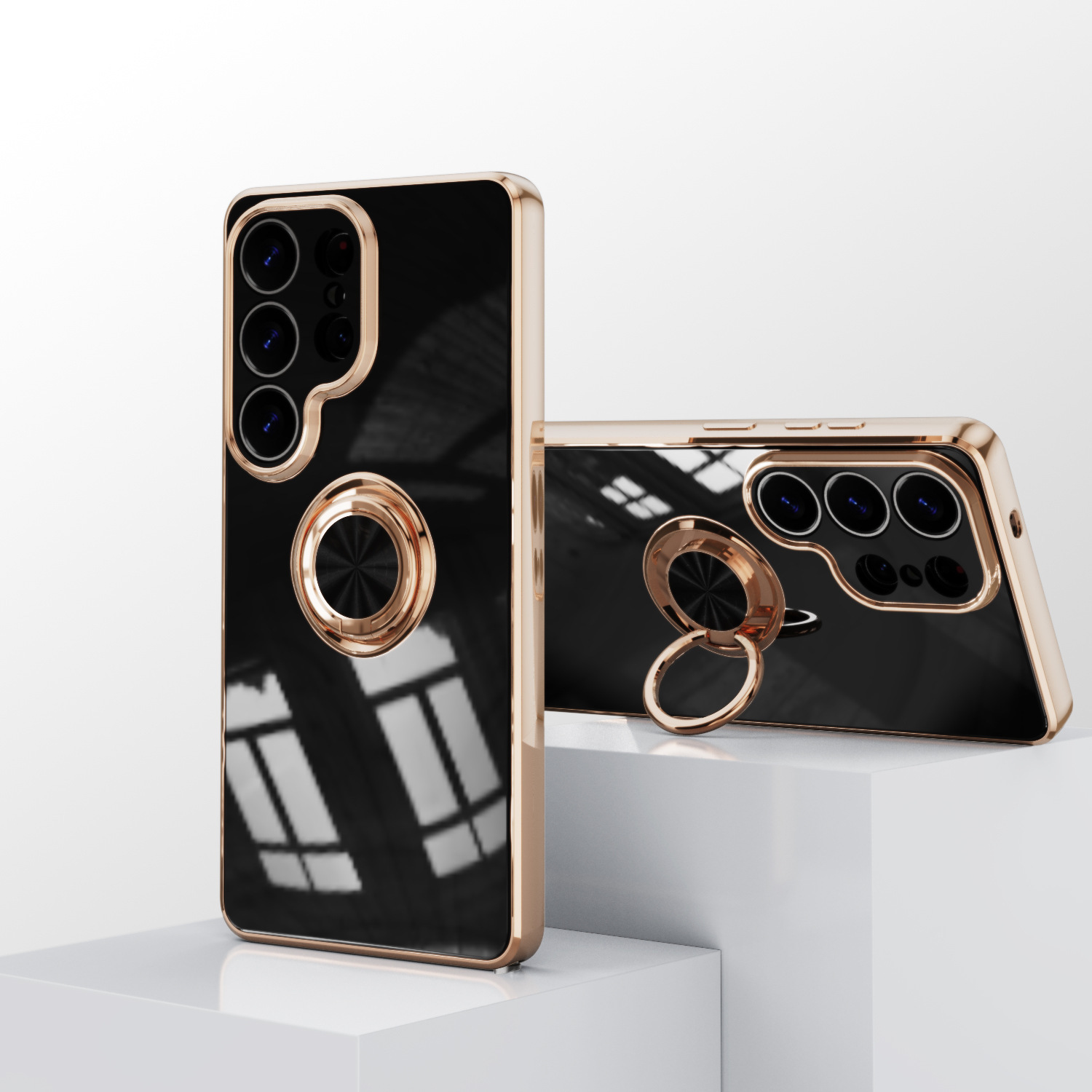 Compatible with Samsung S26/S25 Ultra phone case A16 electroplated ring buckle S24 Plus magnetic car protective case