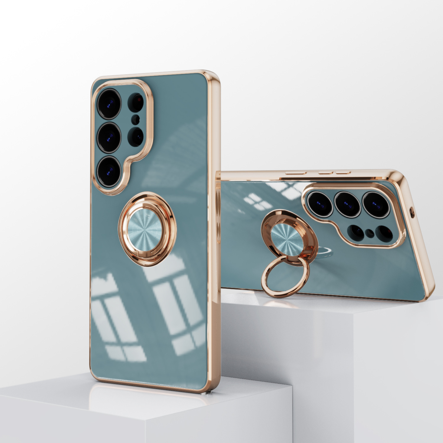 Compatible with Samsung S26/S25 Ultra phone case A16 electroplated ring buckle S24 Plus magnetic car protective case
