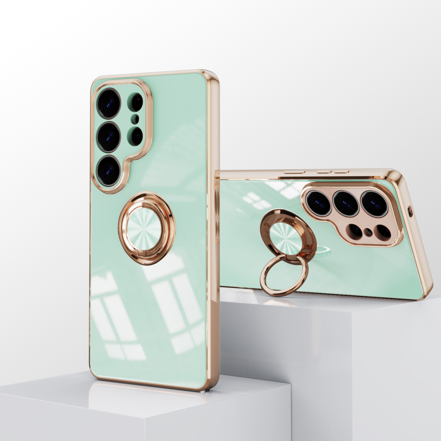 Compatible with Samsung S26/S25 Ultra phone case A16 electroplated ring buckle S24 Plus magnetic car protective case
