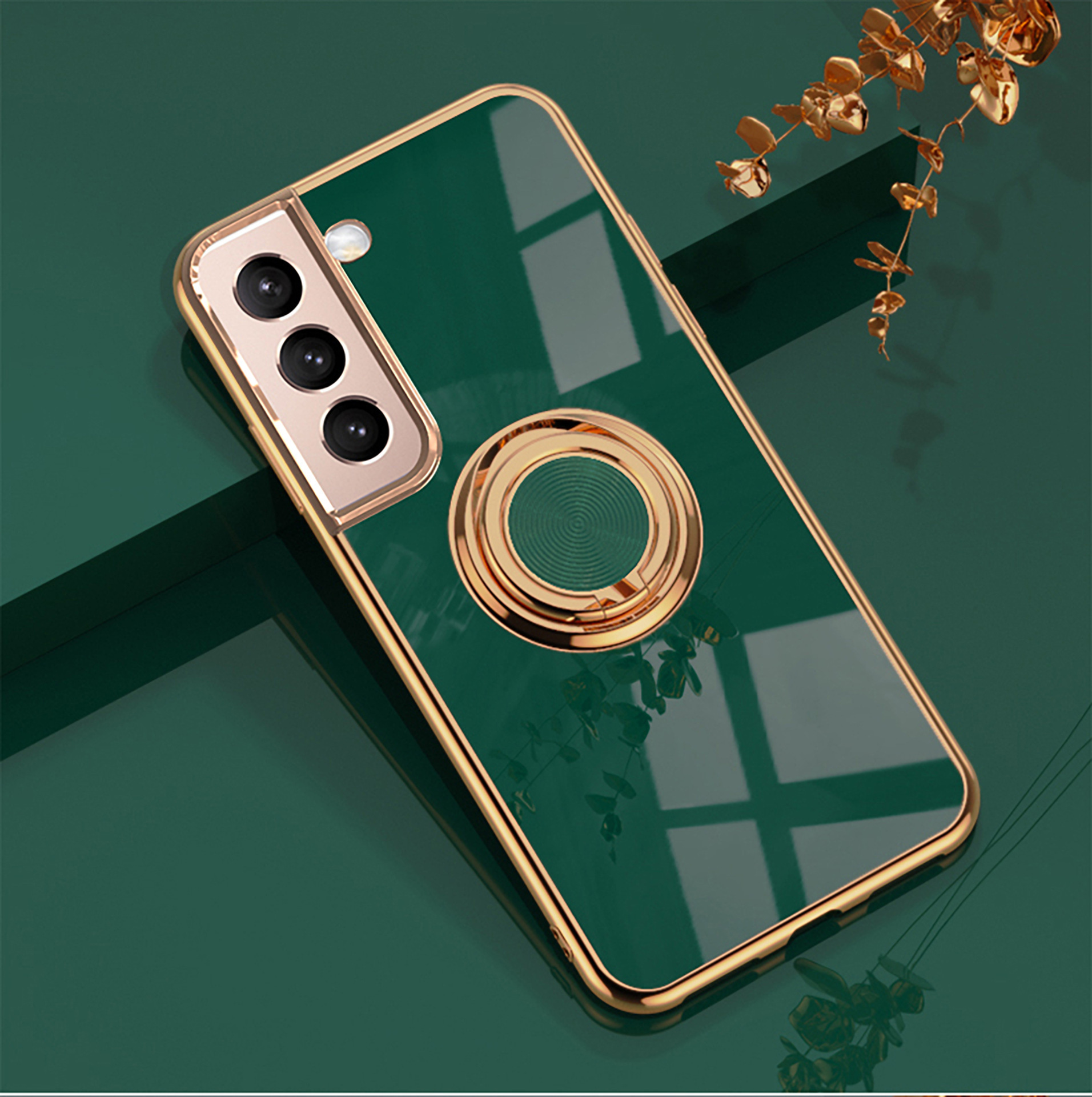 Compatible with Samsung S26/S25 Ultra phone case A16 electroplated ring buckle S24 Plus magnetic car protective case