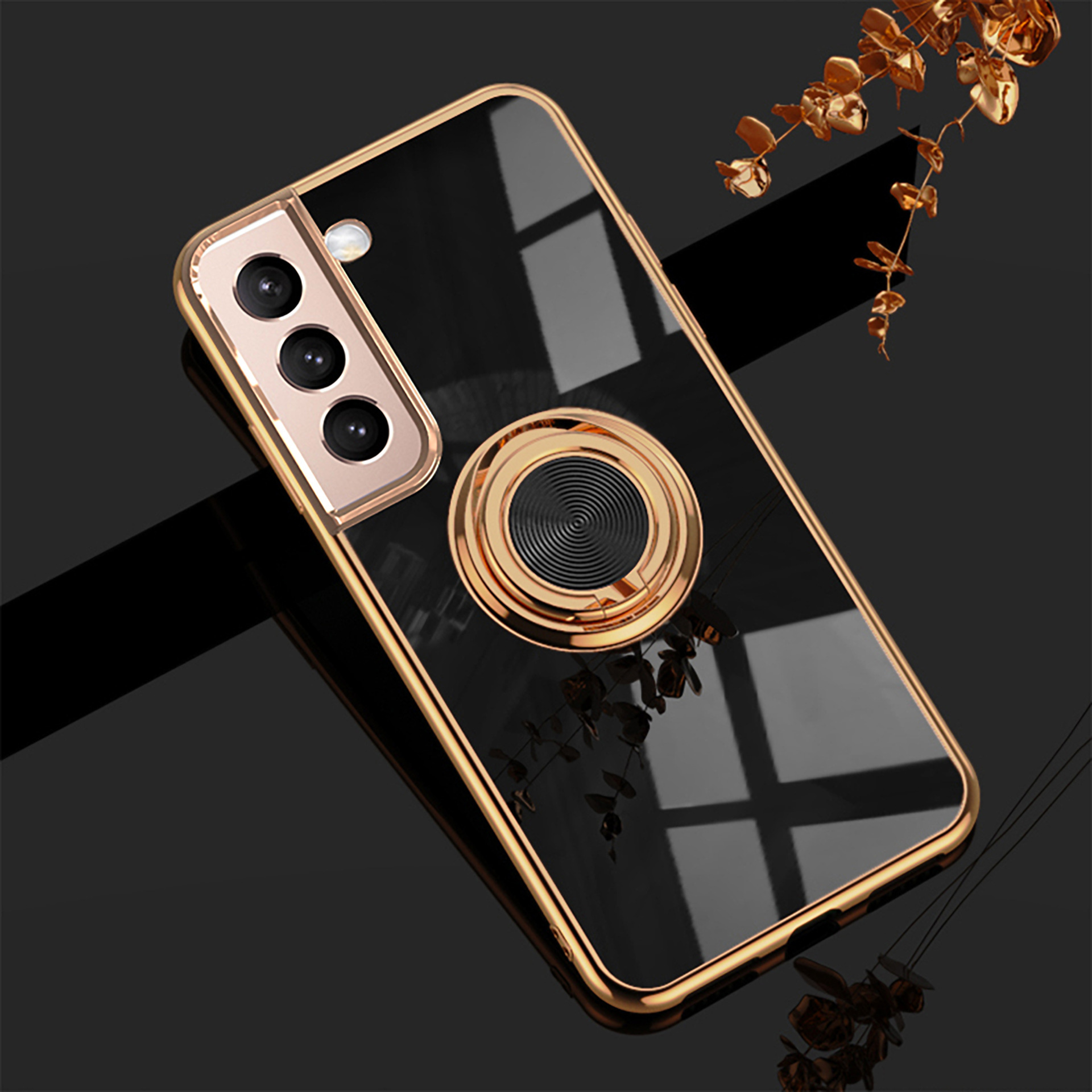 Compatible with Samsung S26/S25 Ultra phone case A16 electroplated ring buckle S24 Plus magnetic car protective case