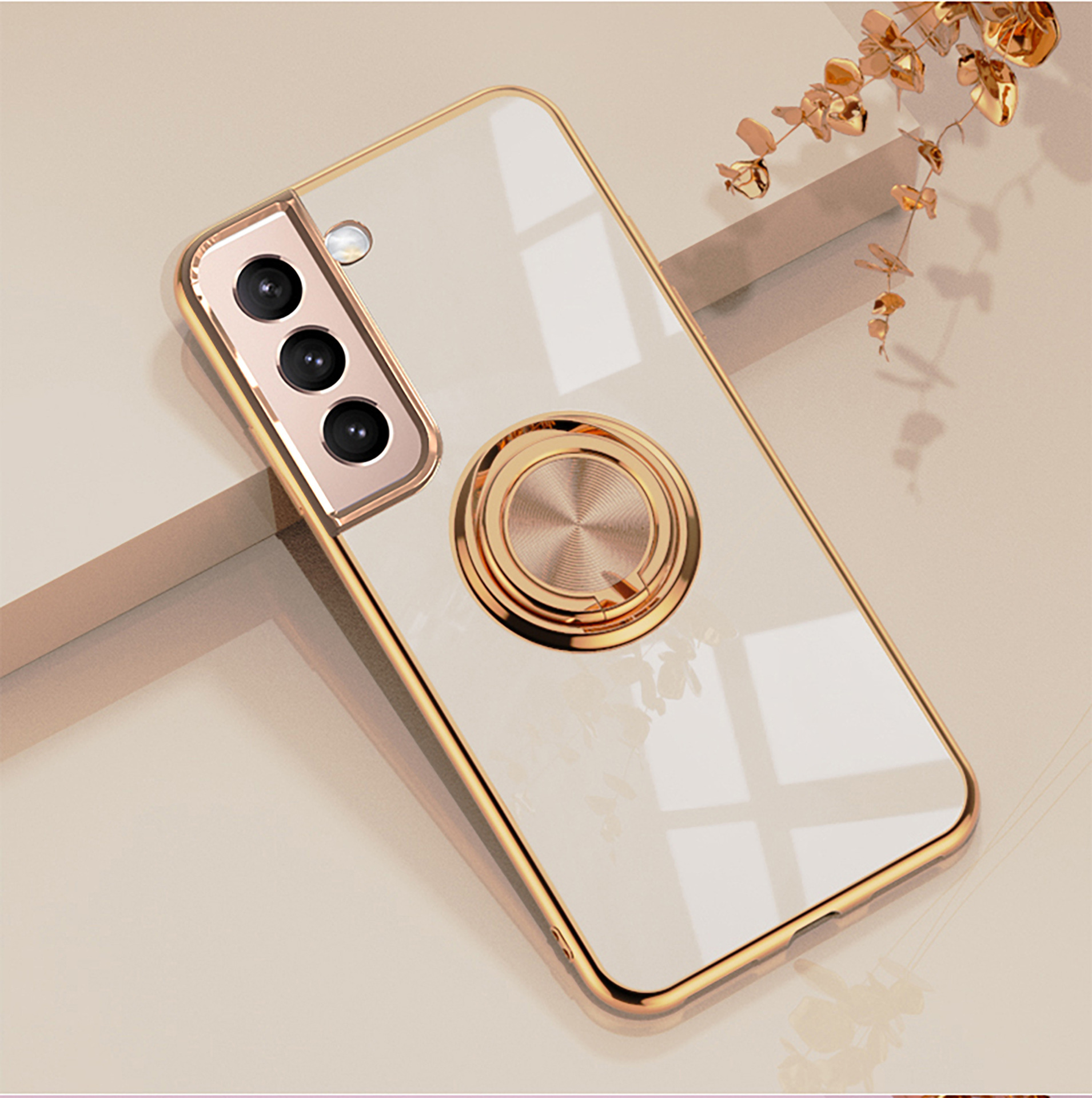 Compatible with Samsung S26/S25 Ultra phone case A16 electroplated ring buckle S24 Plus magnetic car protective case