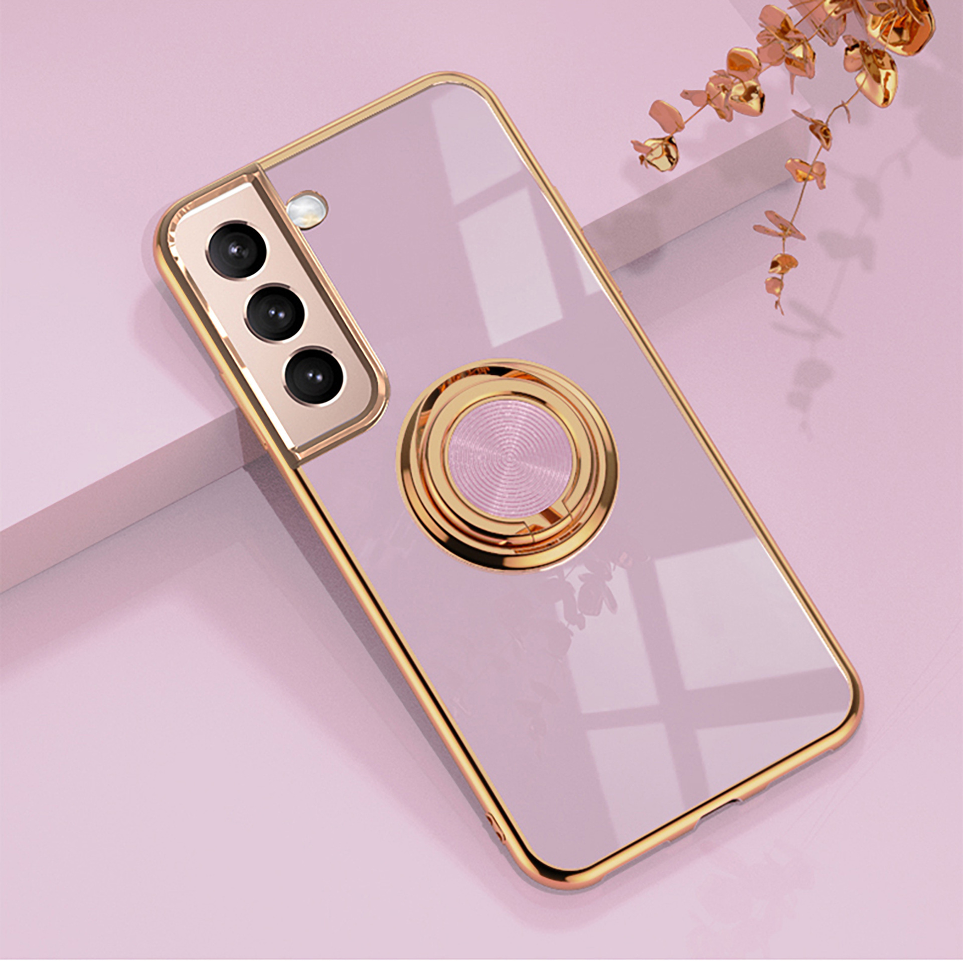 Compatible with Samsung S26/S25 Ultra phone case A16 electroplated ring buckle S24 Plus magnetic car protective case