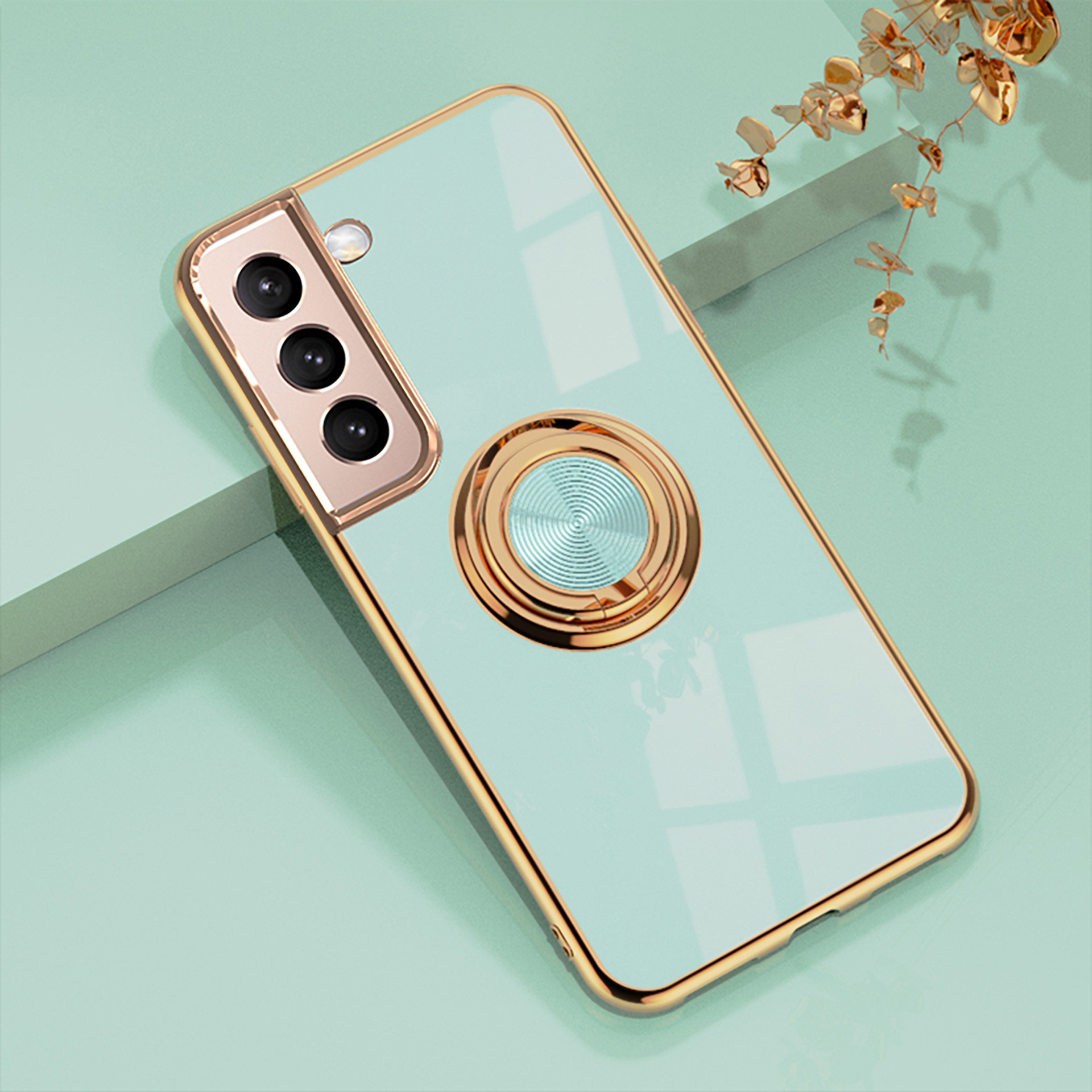 Compatible with Samsung S26/S25 Ultra phone case A16 electroplated ring buckle S24 Plus magnetic car protective case
