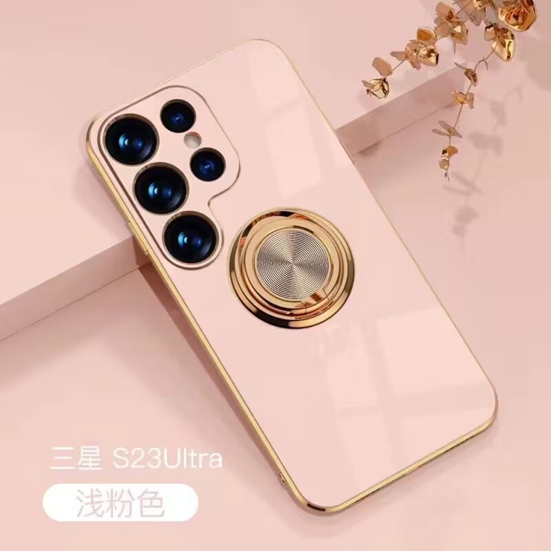 Compatible with Samsung S26/S25 Ultra phone case A16 electroplated ring buckle S24 Plus magnetic car protective case
