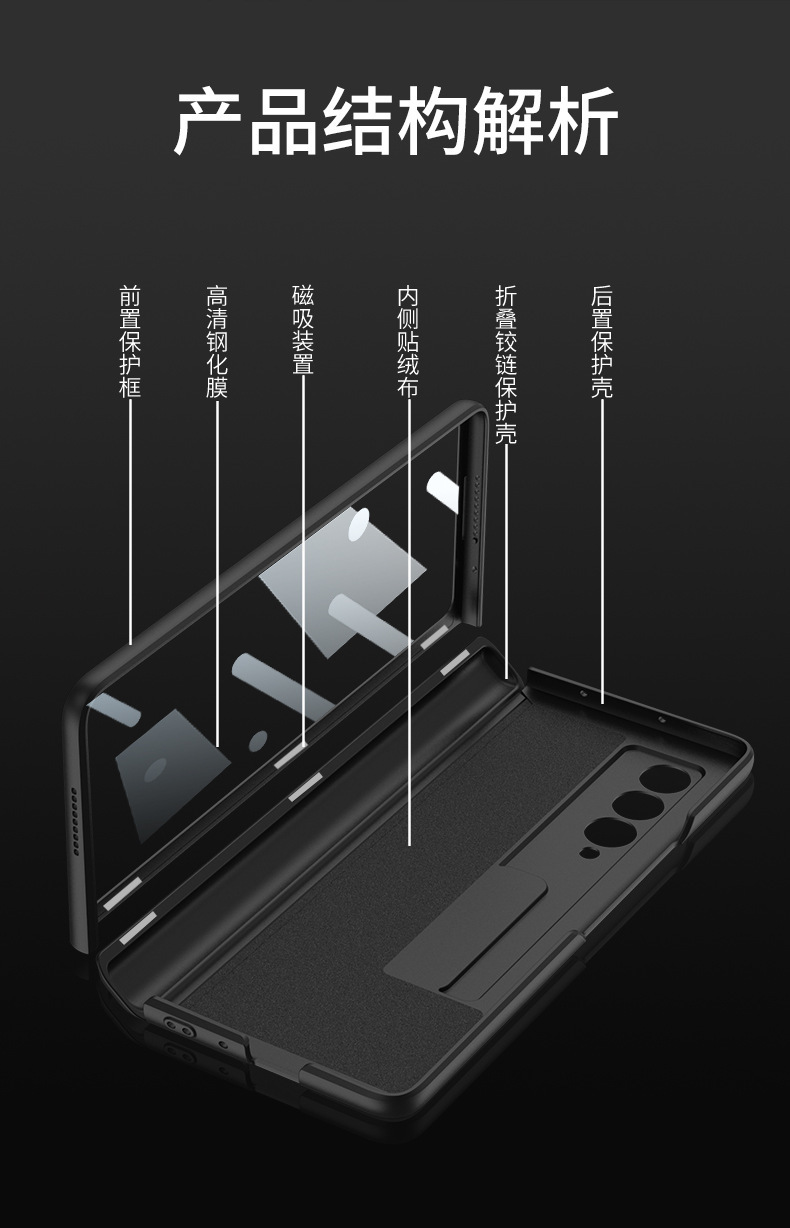 Samsung Z Fold3 Phone Case with Magnetic Hinge, Integrated Case and Screen Protector, W22 Full Coverage Drop Protection Case