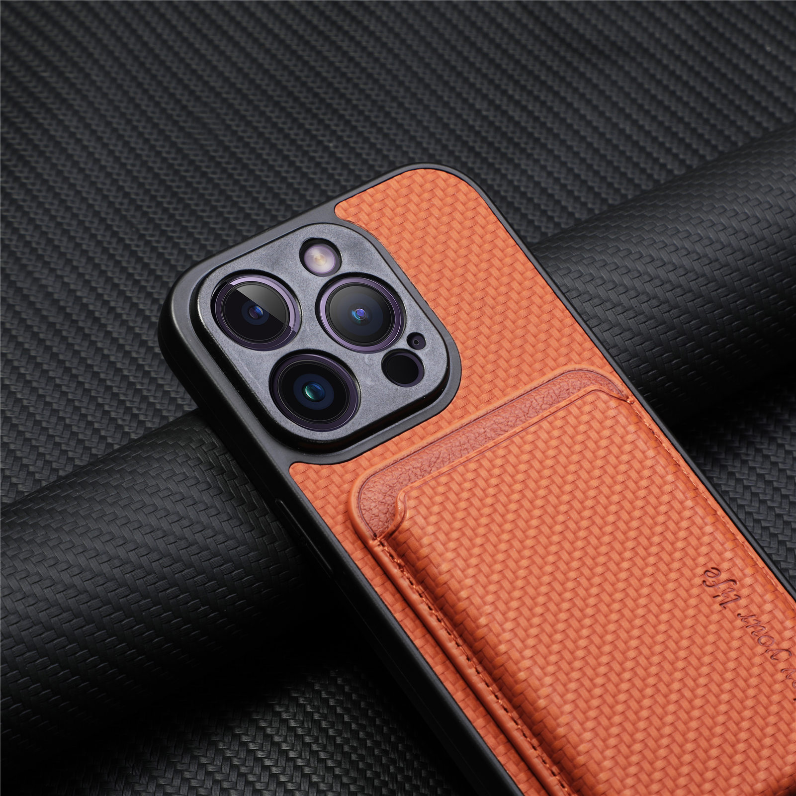 Compatible with Apple iPhone 16 Pro Max, 15/14 Plus magnetic card holder, 13 fiber texture XR shockproof protective case
