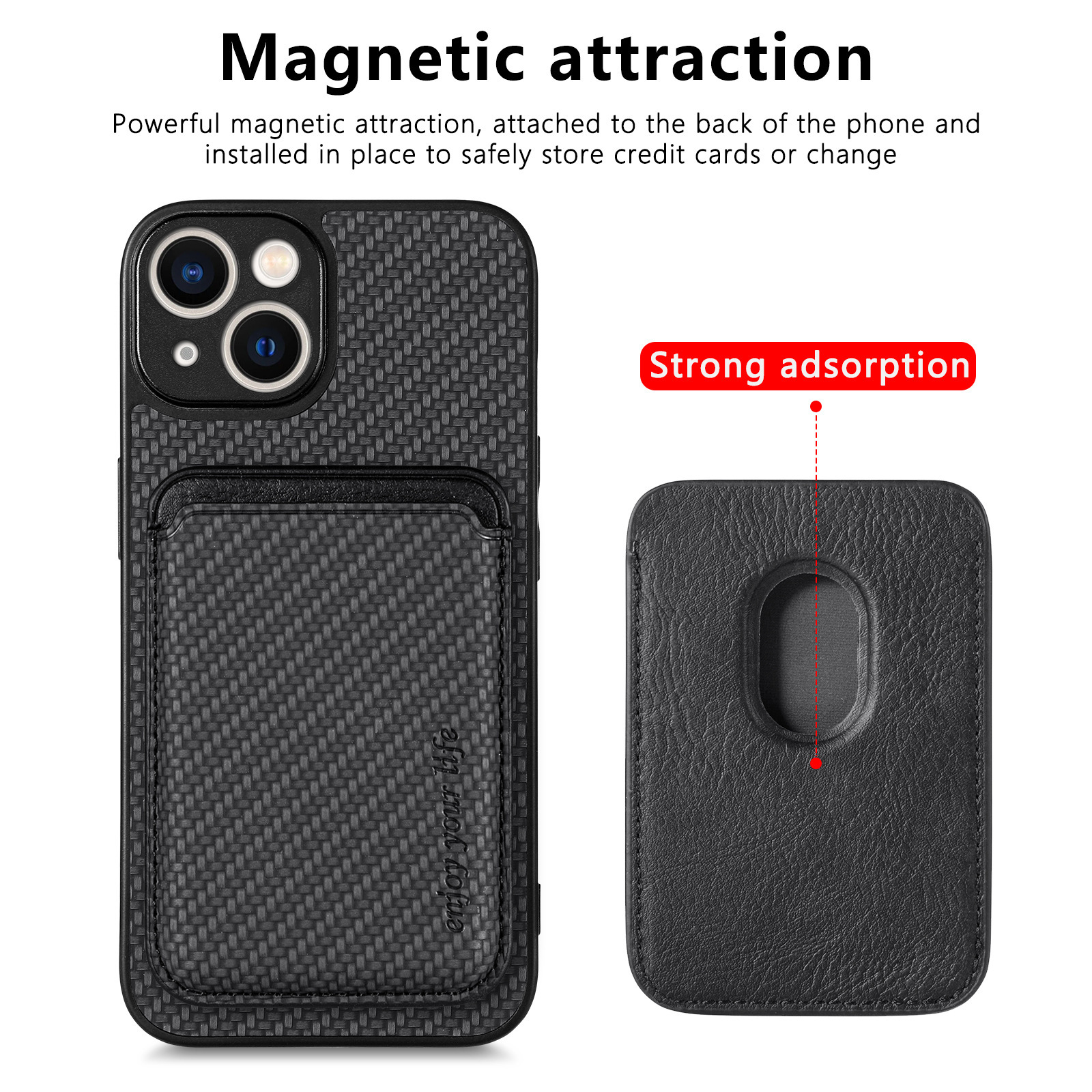Compatible with Apple iPhone 16 Pro Max, 15/14 Plus magnetic card holder, 13 fiber texture XR shockproof protective case