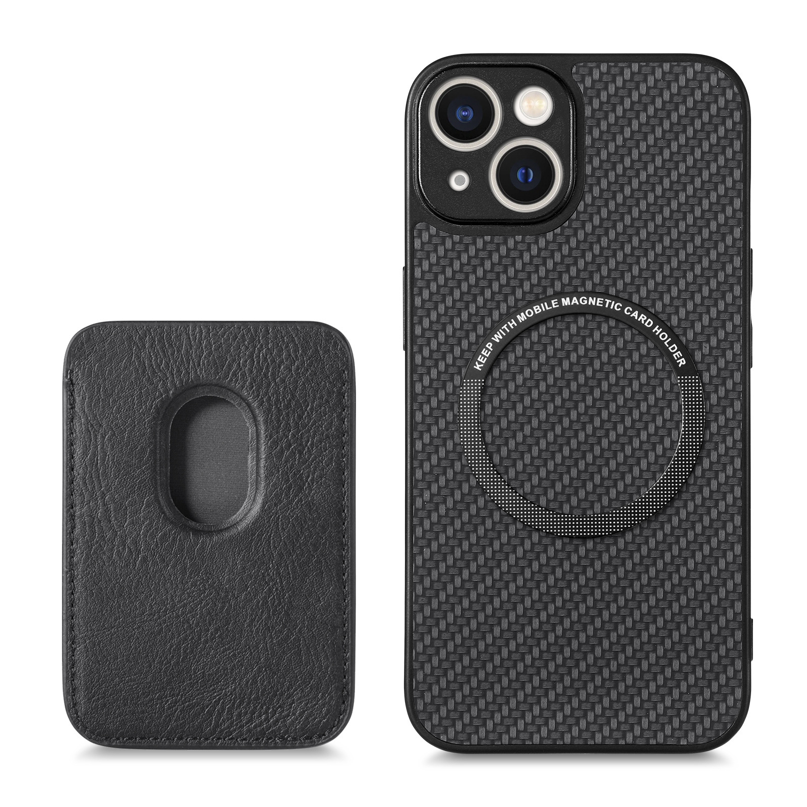 Compatible with Apple iPhone 16 Pro Max, 15/14 Plus magnetic card holder, 13 fiber texture XR shockproof protective case