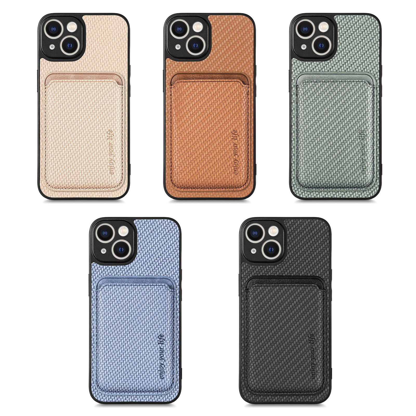 Compatible with Apple iPhone 16 Pro Max, 15/14 Plus magnetic card holder, 13 fiber texture XR shockproof protective case