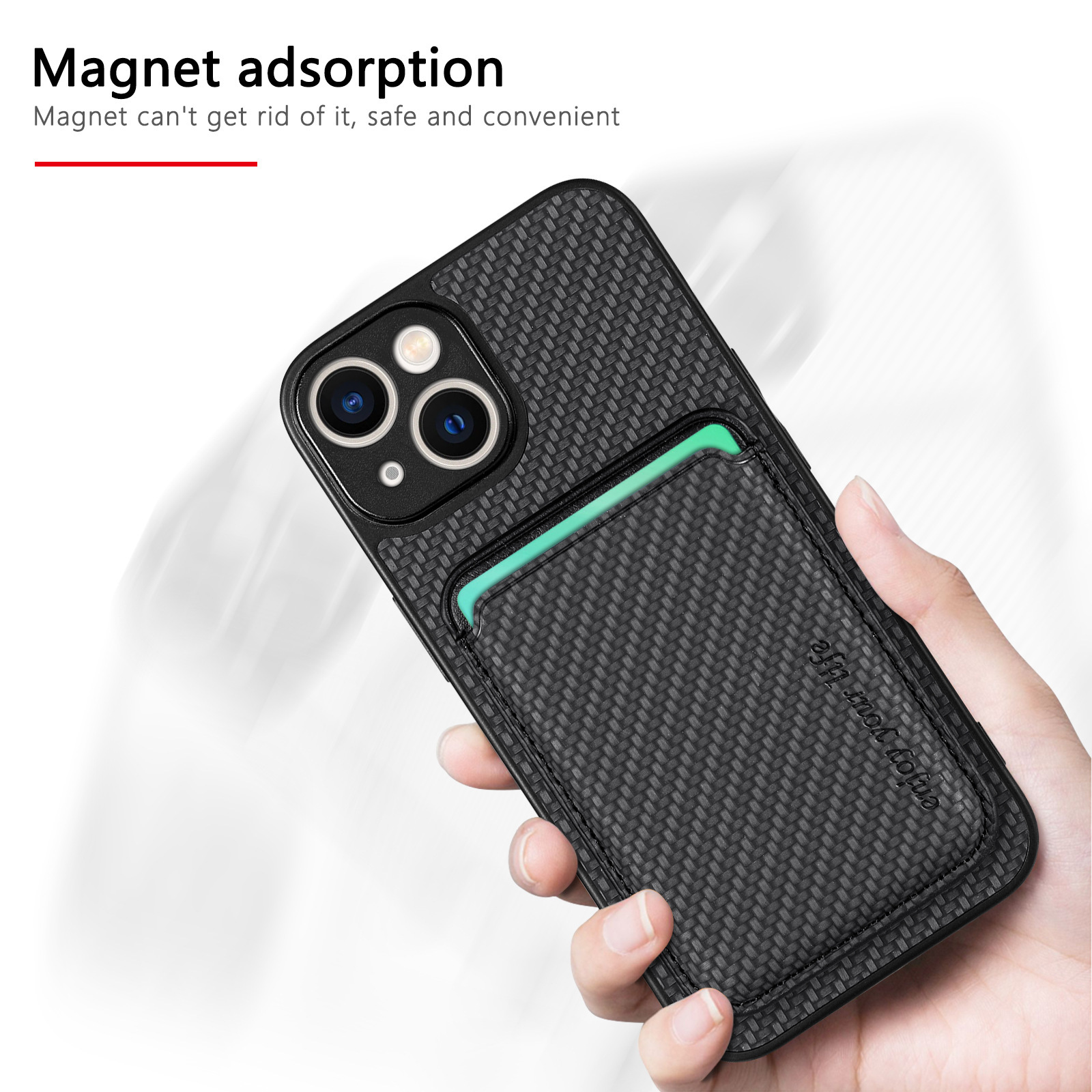 Compatible with Apple iPhone 16 Pro Max, 15/14 Plus magnetic card holder, 13 fiber texture XR shockproof protective case