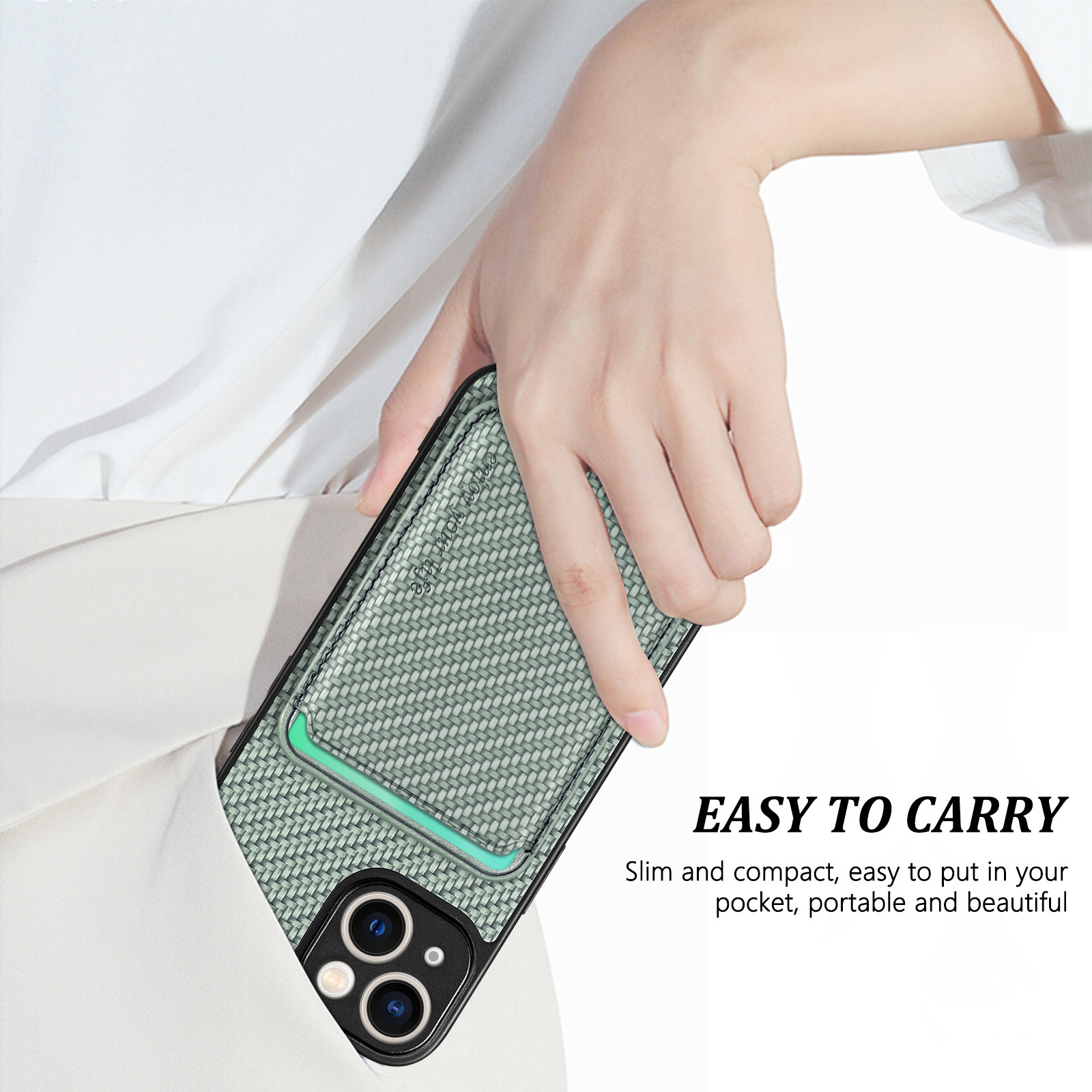 Compatible with Apple iPhone 16 Pro Max, 15/14 Plus magnetic card holder, 13 fiber texture XR shockproof protective case