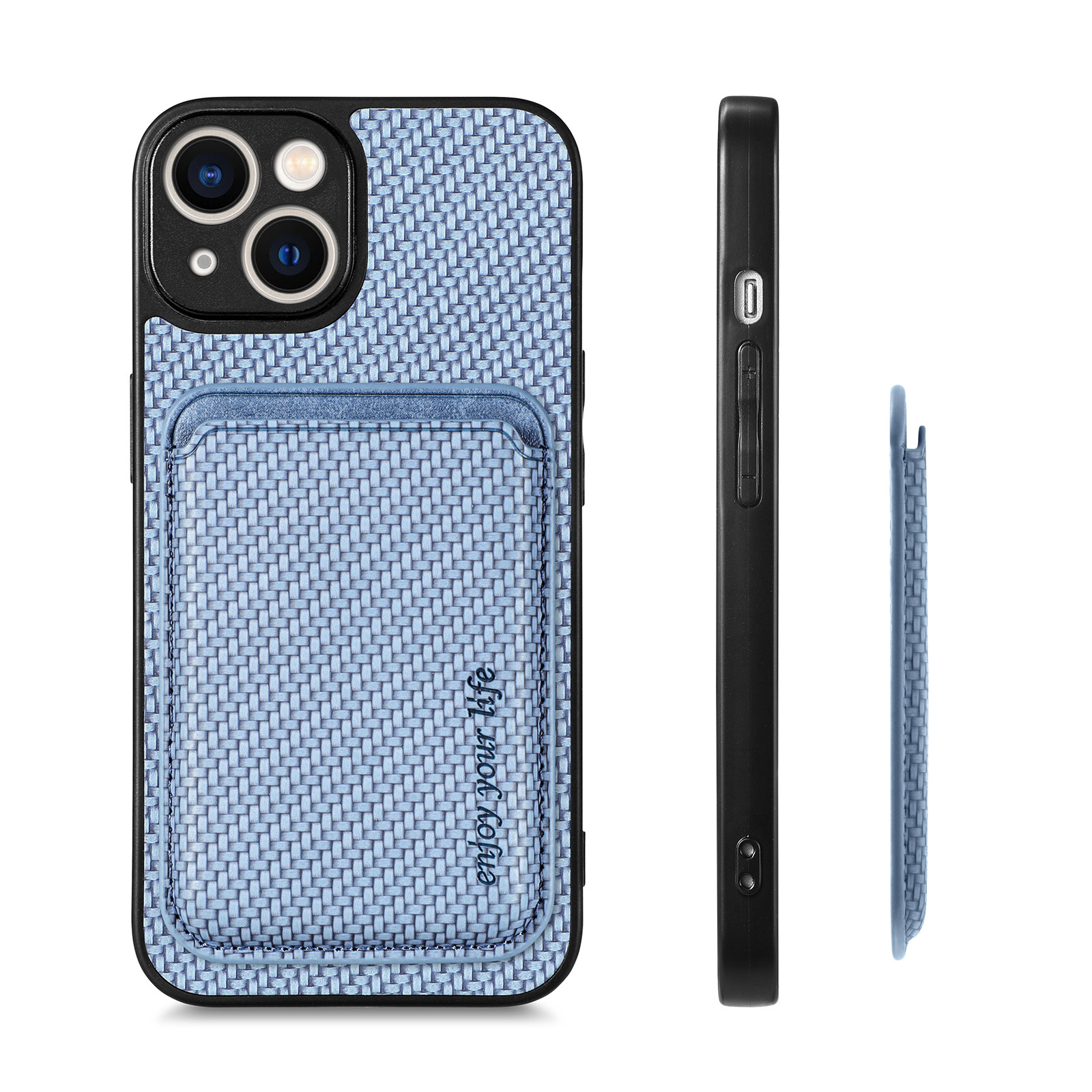 Compatible with Apple iPhone 16 Pro Max, 15/14 Plus magnetic card holder, 13 fiber texture XR shockproof protective case