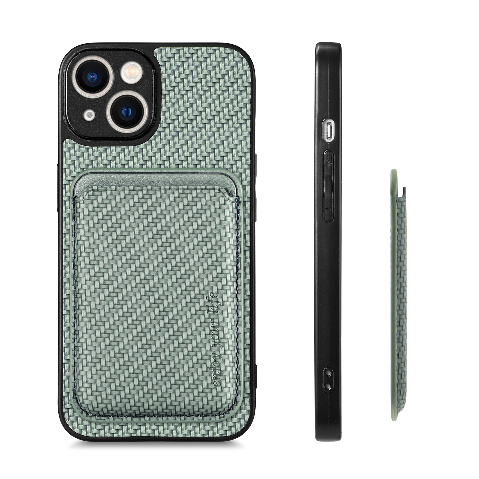 Compatible with Apple iPhone 16 Pro Max, 15/14 Plus magnetic card holder, 13 fiber texture XR shockproof protective case