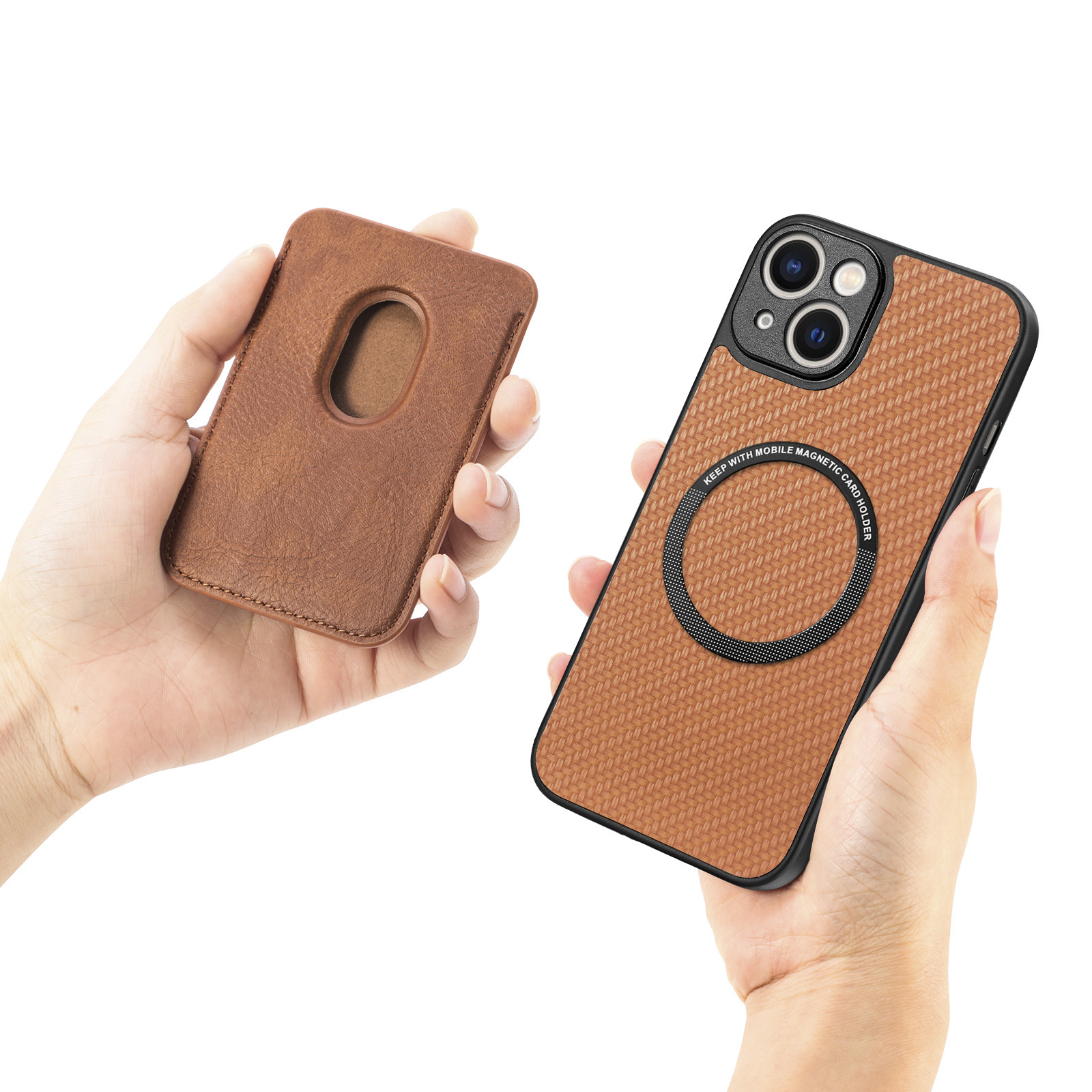Compatible with Apple iPhone 16 Pro Max, 15/14 Plus magnetic card holder, 13 fiber texture XR shockproof protective case