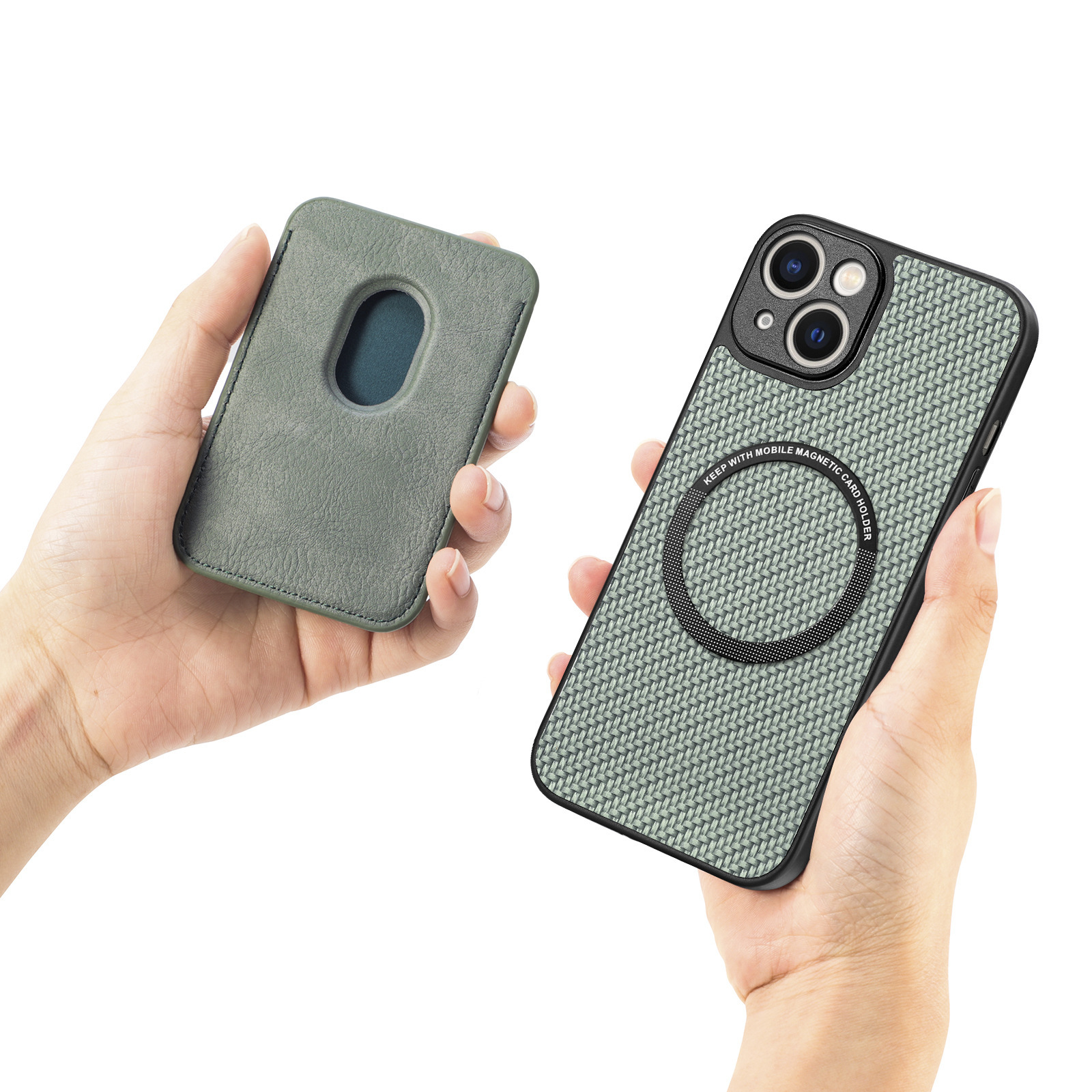 Compatible with Apple iPhone 16 Pro Max, 15/14 Plus magnetic card holder, 13 fiber texture XR shockproof protective case