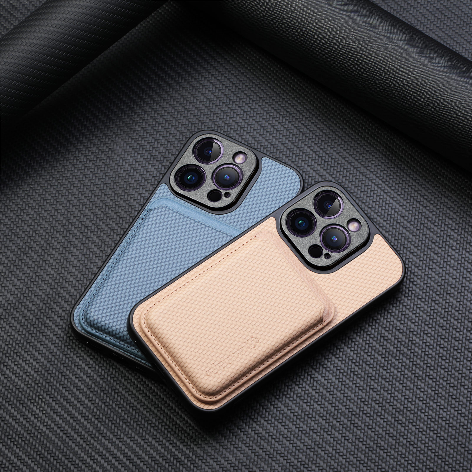 Compatible with Apple iPhone 16 Pro Max, 15/14 Plus magnetic card holder, 13 fiber texture XR shockproof protective case