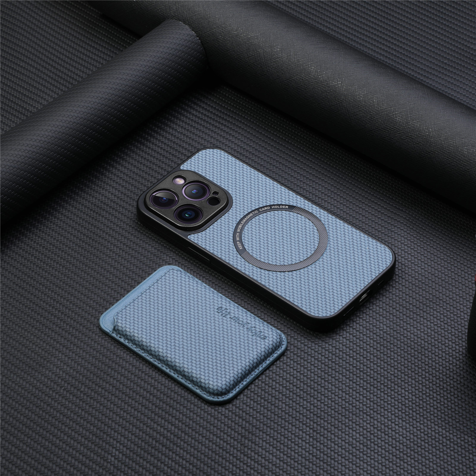 Compatible with Apple iPhone 16 Pro Max, 15/14 Plus magnetic card holder, 13 fiber texture XR shockproof protective case