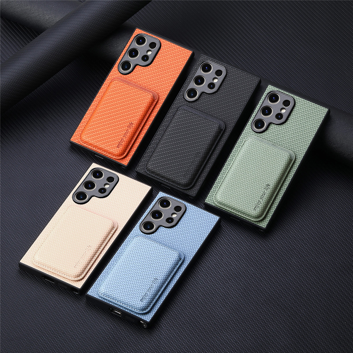 Compatible with Samsung S26 Ultra phone case A56 magnetic card holder S25P fiber texture NOTE20 shockproof protective case