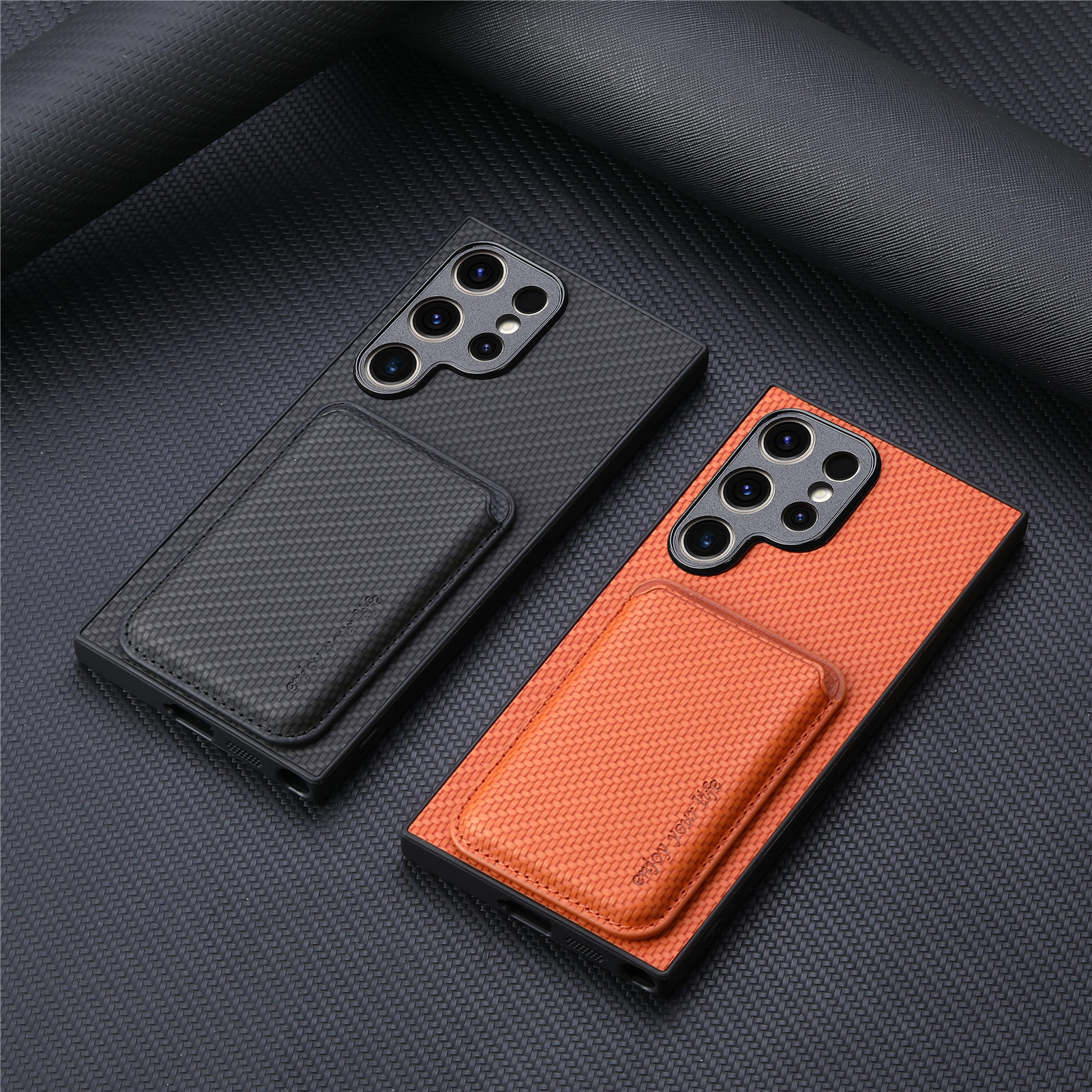 Compatible with Samsung S26 Ultra phone case A56 magnetic card holder S25P fiber texture NOTE20 shockproof protective case
