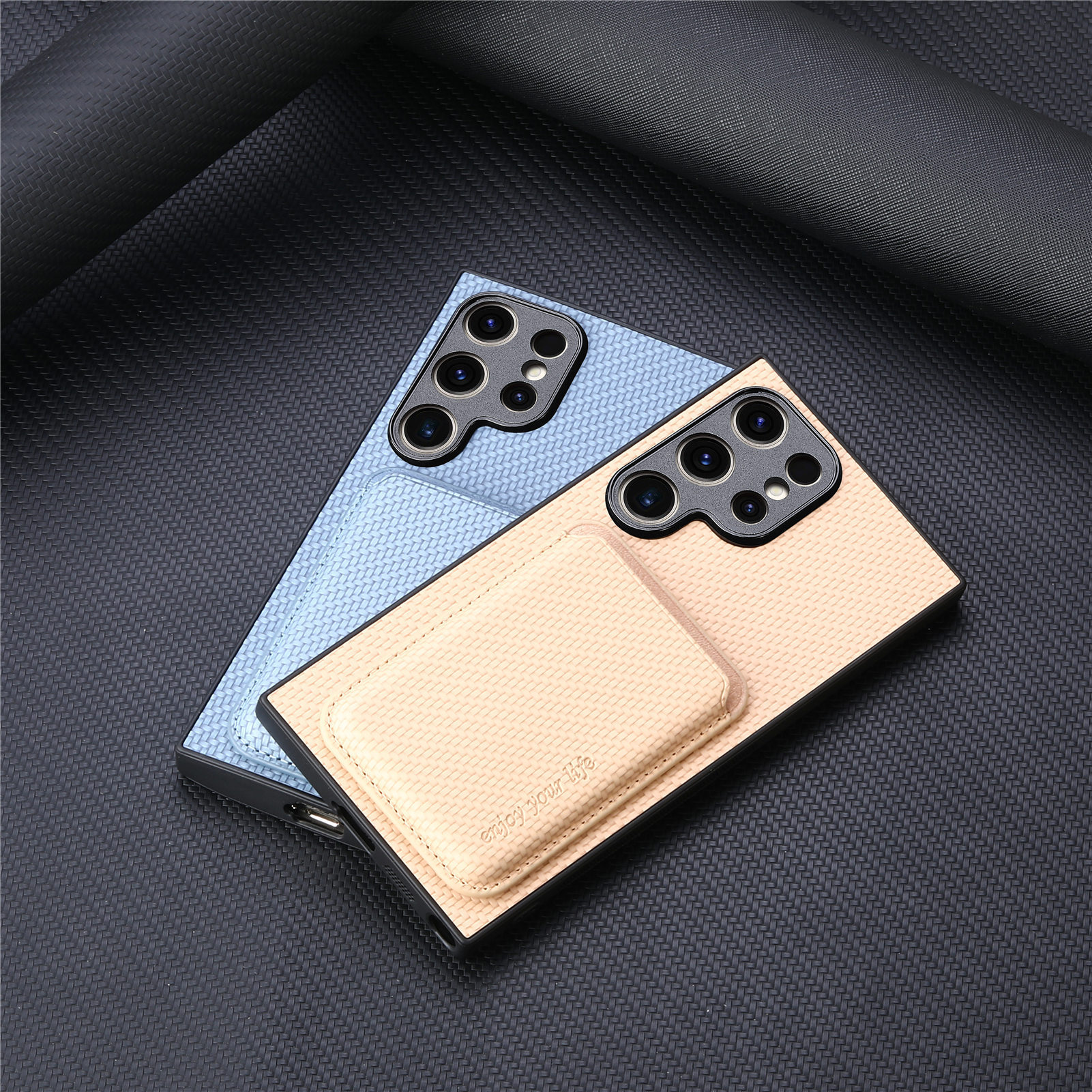 Compatible with Samsung S26 Ultra phone case A56 magnetic card holder S25P fiber texture NOTE20 shockproof protective case