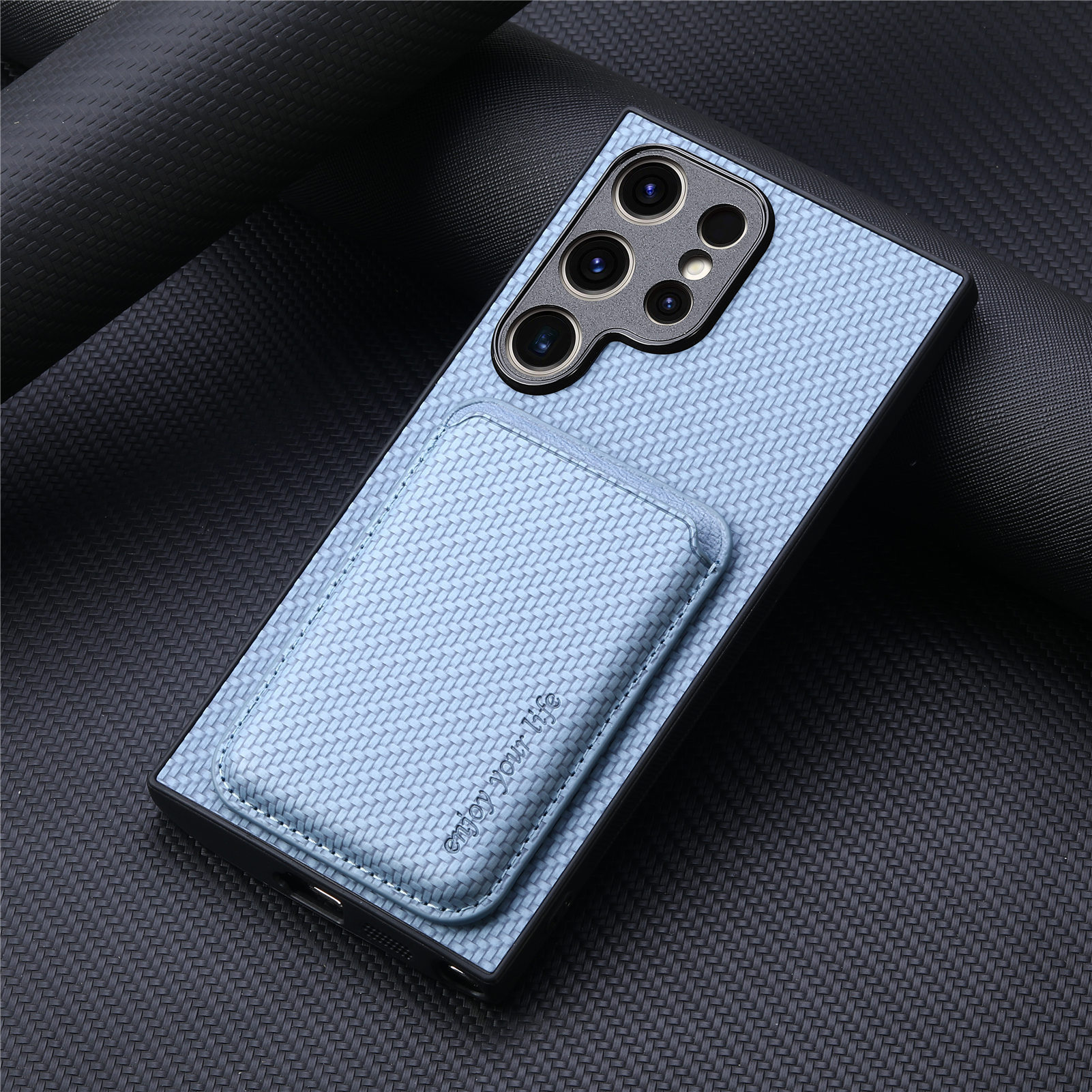 Compatible with Samsung S26 Ultra phone case A56 magnetic card holder S25P fiber texture NOTE20 shockproof protective case